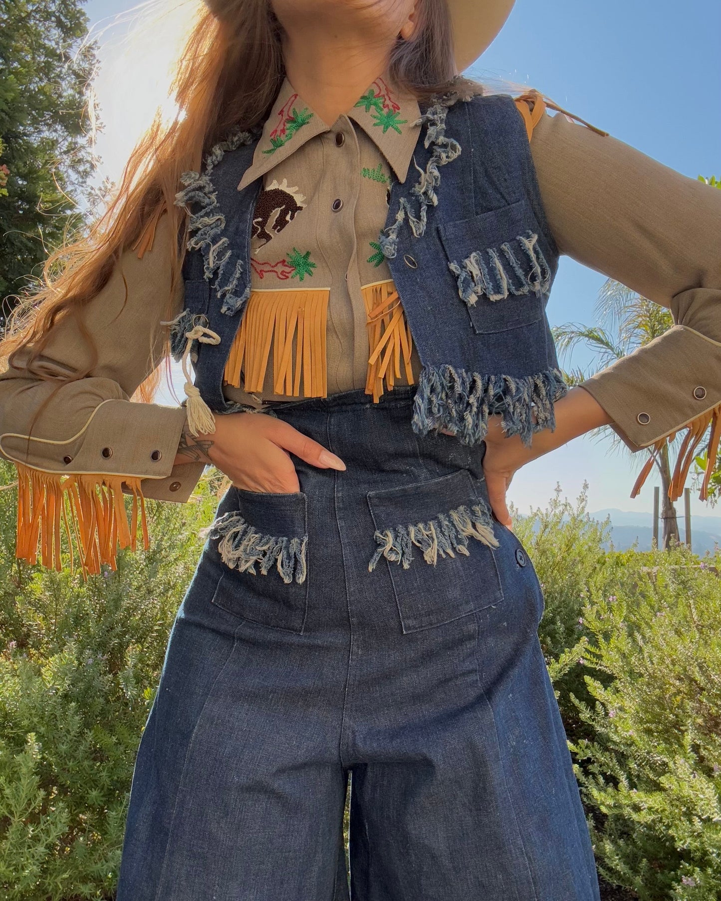 Early 1940s 'Fleischman's California Dude Duds' Selvedge Denim Western Two Piece