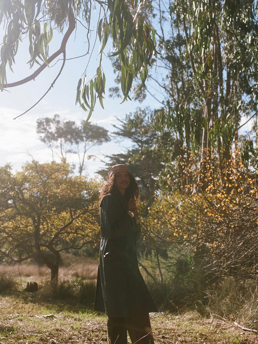 1930s/1940s Ladies Emerald Green Leather Motoring Trench Coat