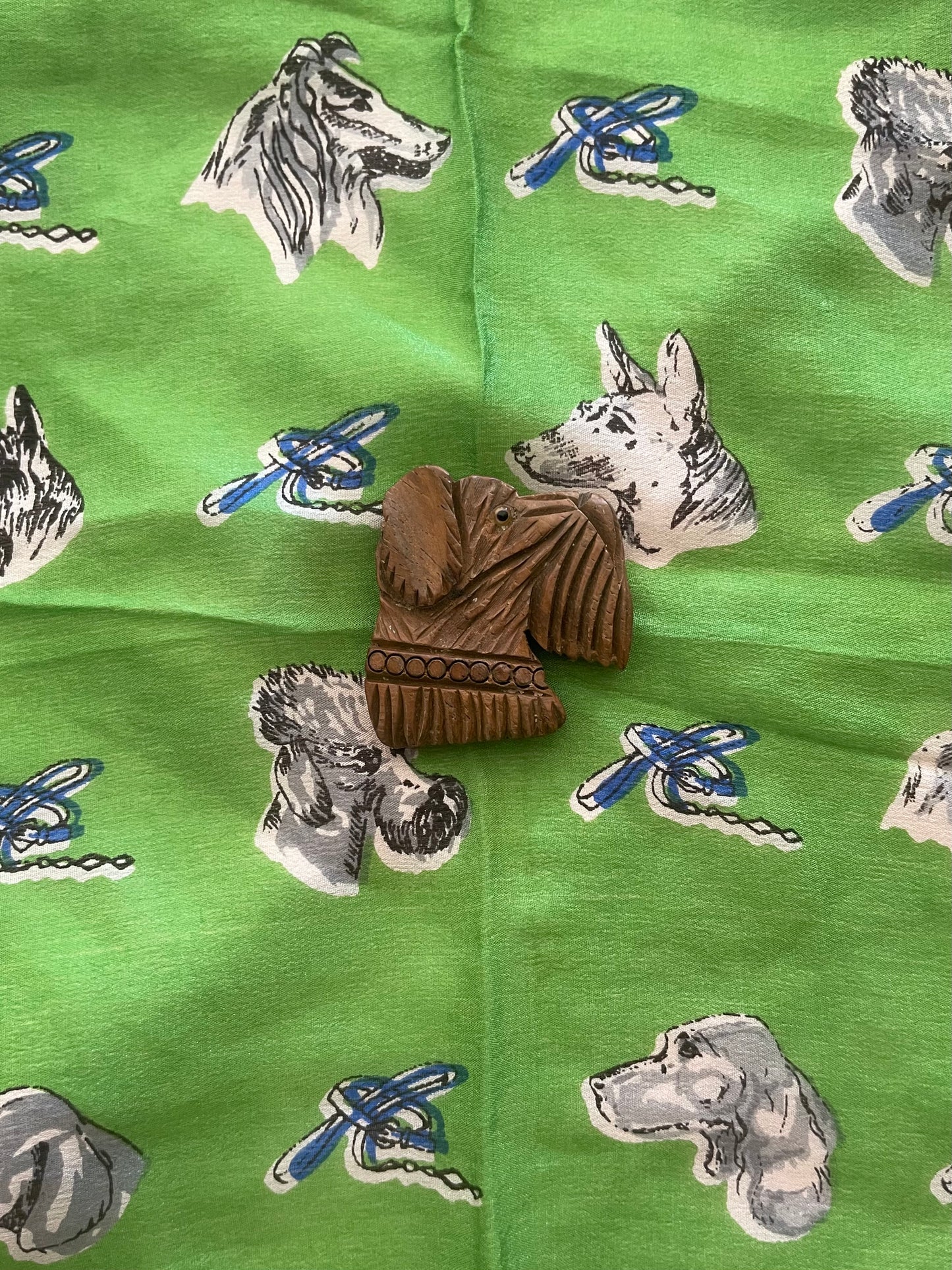 1940s Dod Head Carved Wood Pin