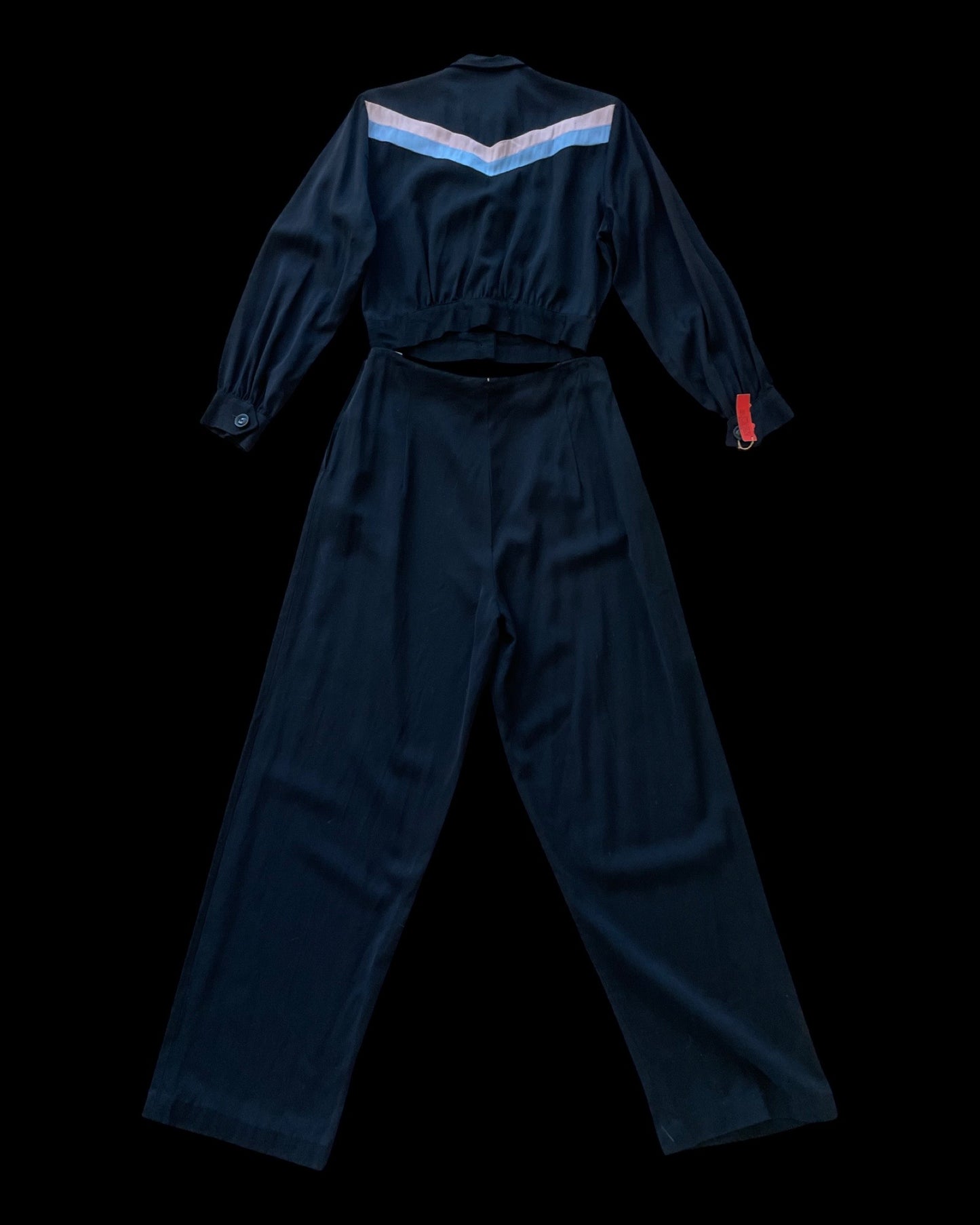 1940s DEADSTOCK Pastel Chevron Stripe Gabardine Sportswear Pant Suit Set