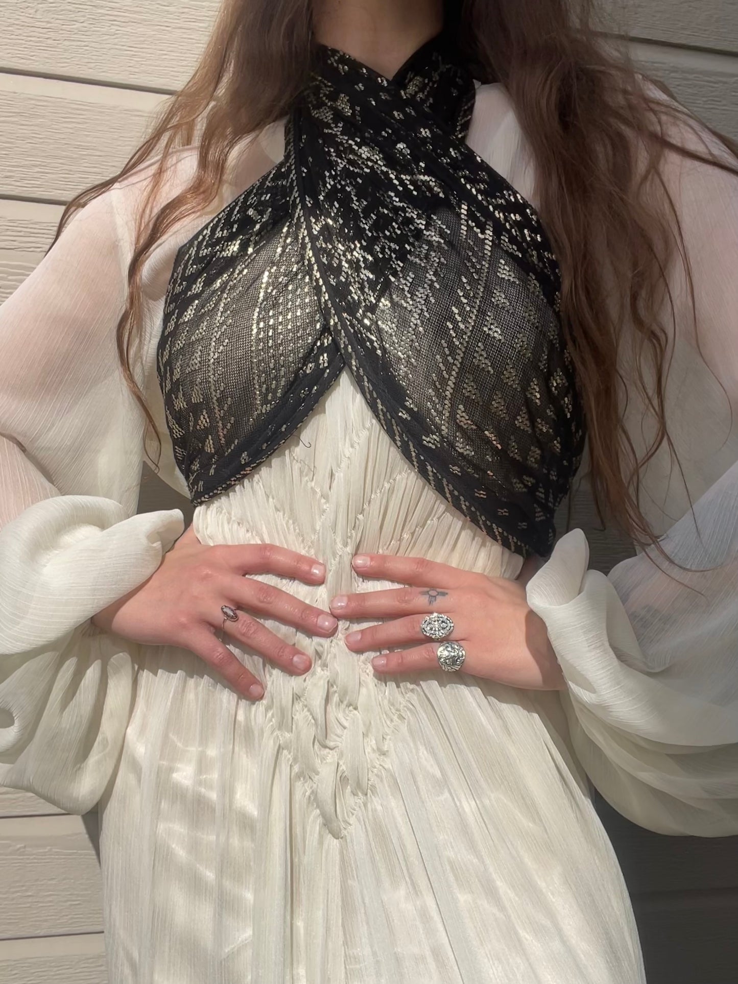 Antique Hammered Metal Assuit Classic Style Shawl