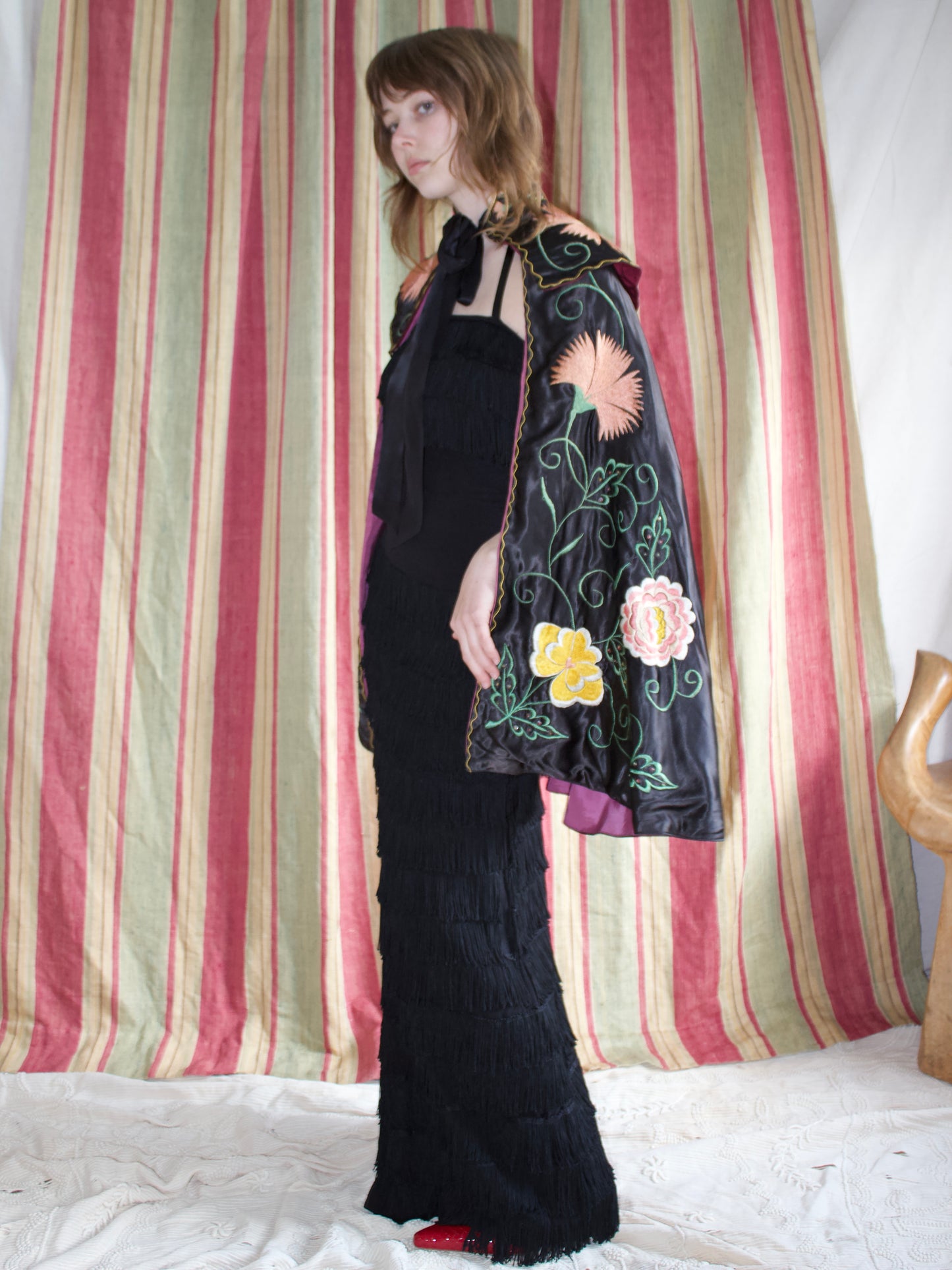 1940s Densely Embroidered Satin Matador / Toreador Cape