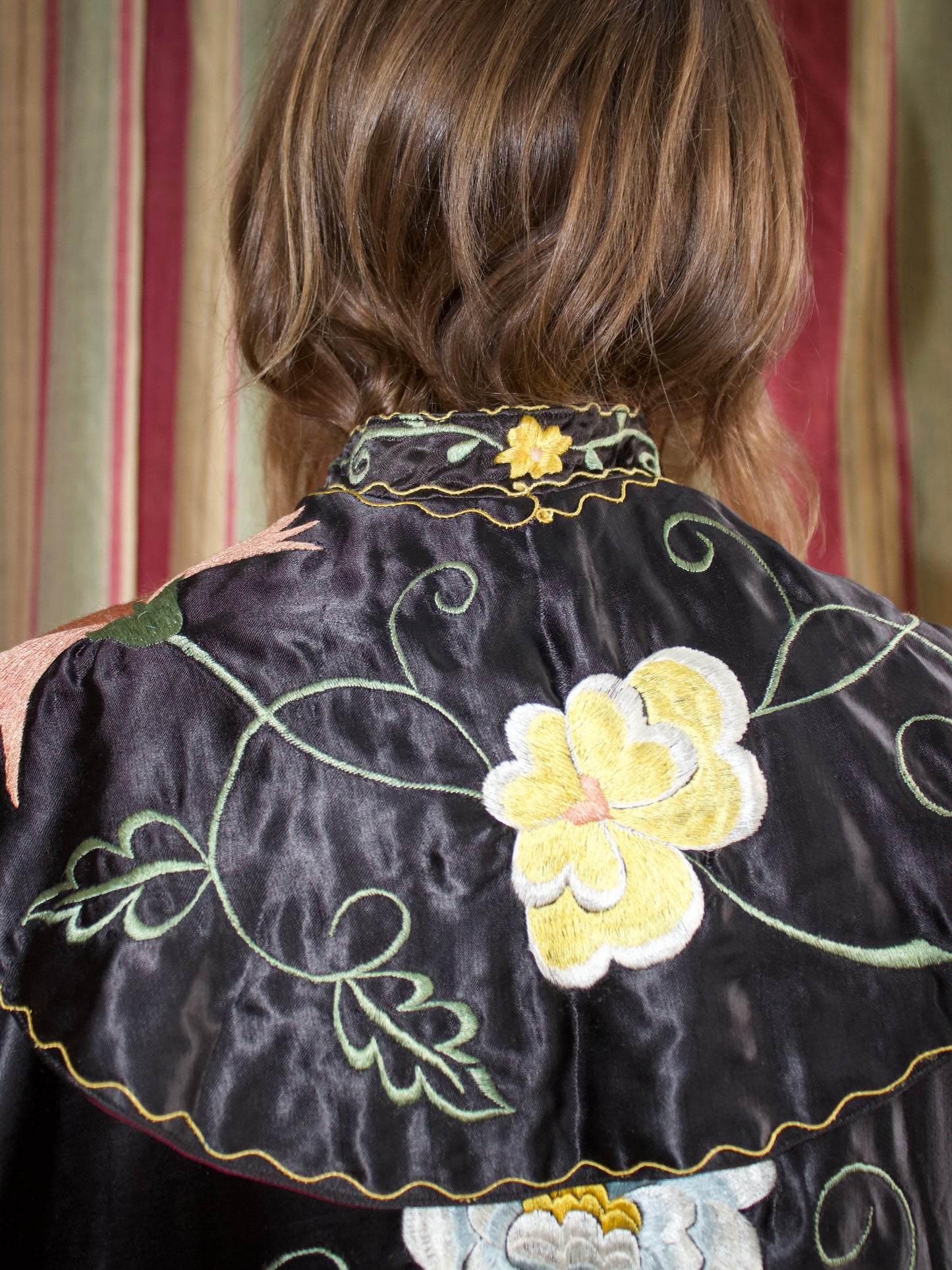 1940s Densely Embroidered Satin Matador / Toreador Cape