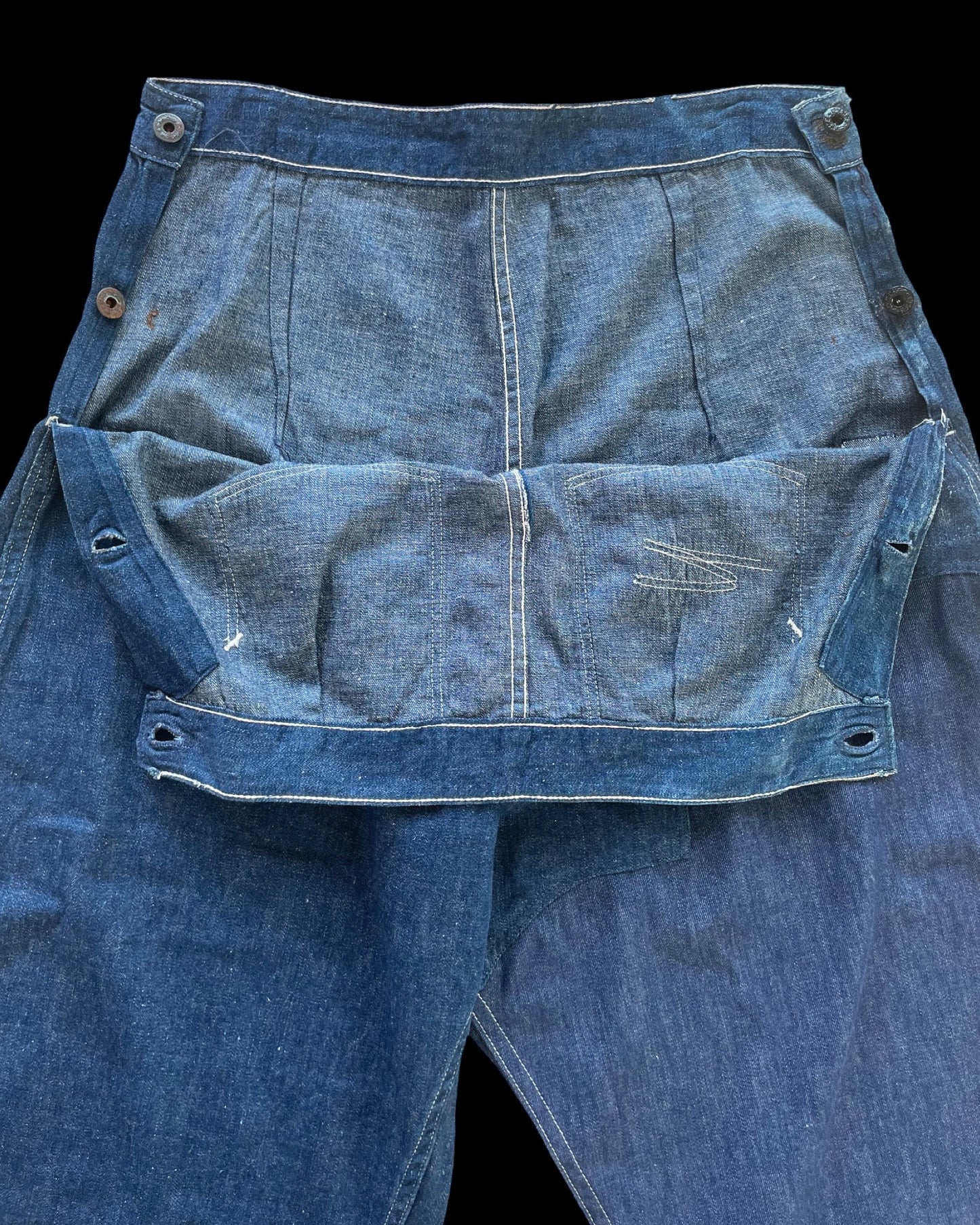 Rare WW2 Era 1940s Women’s Factory-Made Double Side Button Workwear Denim