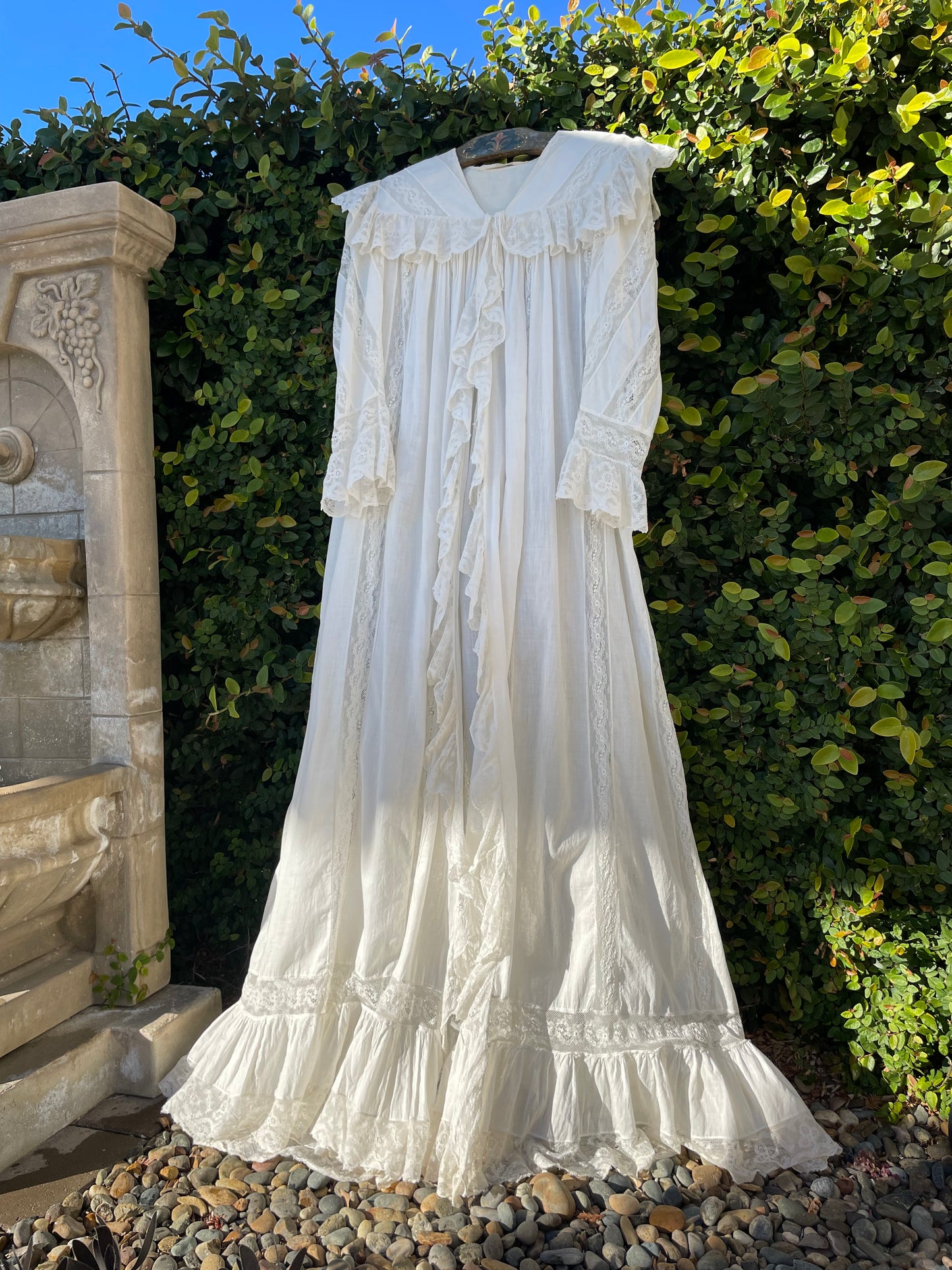 Rare Turn Of The Century Insertion Lace Ruffle Capelet Trousseau Peignoir