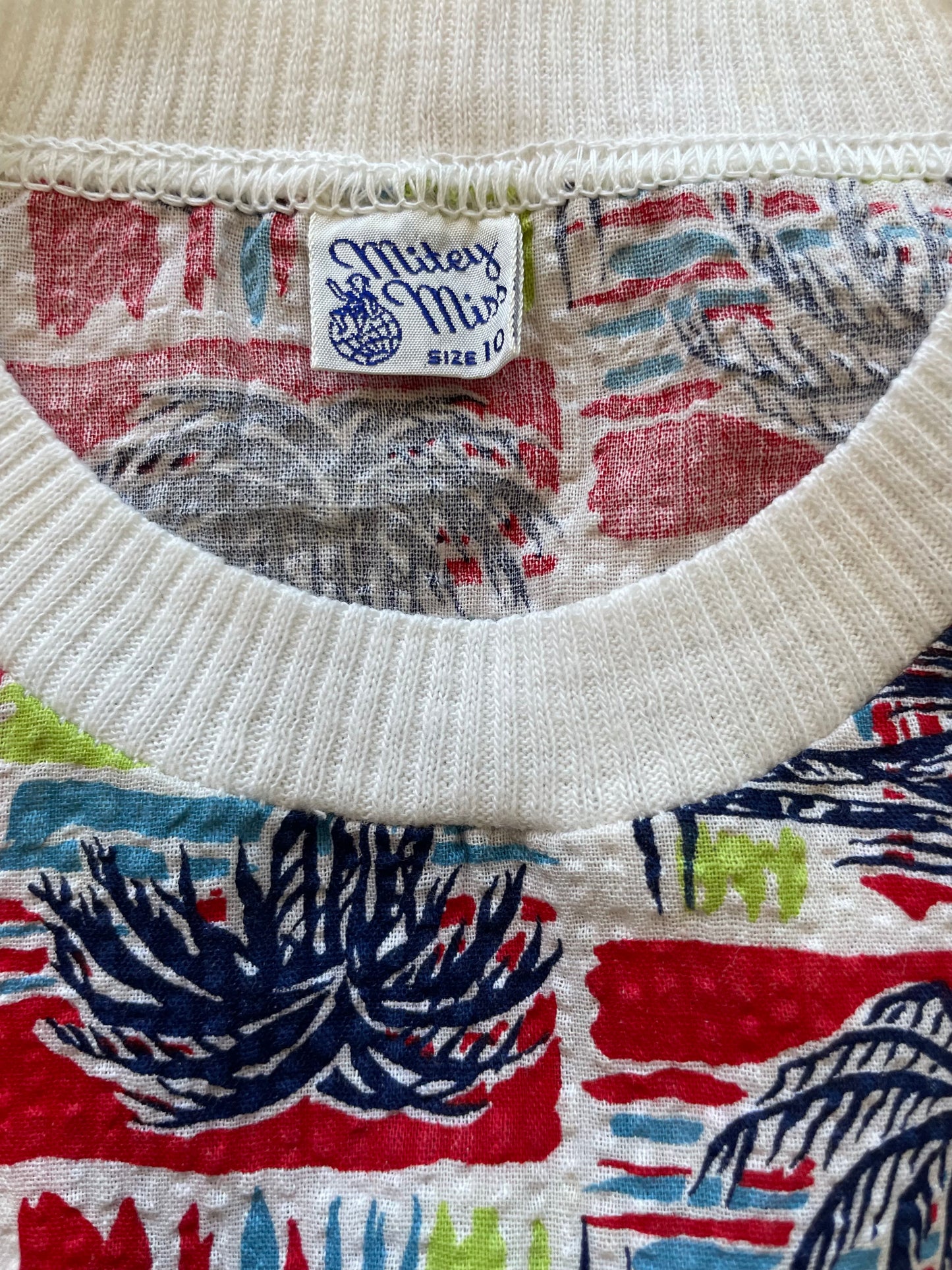 1950s NOS Tropical Palm Tree Print Seersucker Sportswear Top