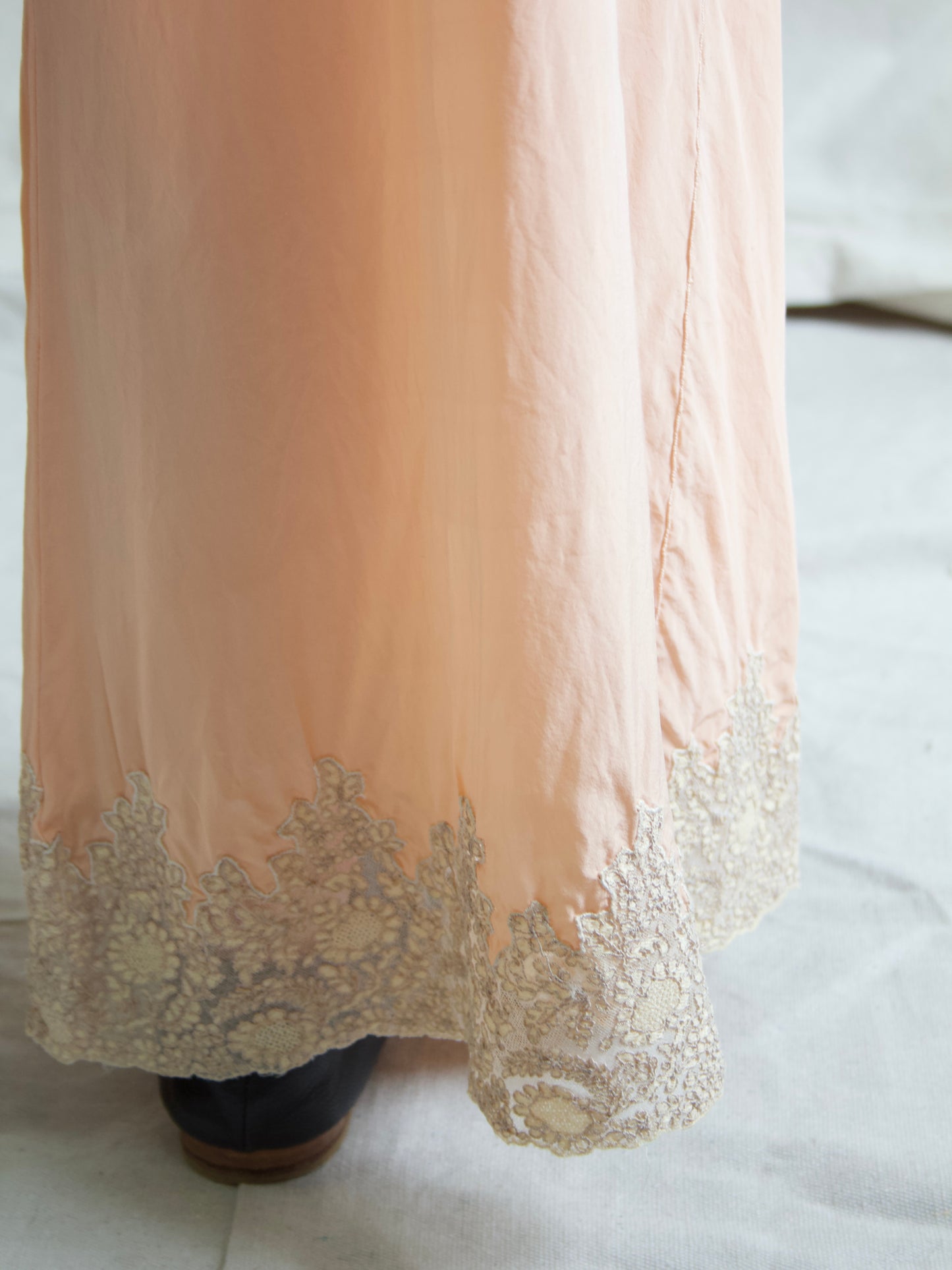 Rare 1930s Fall Front Soft Pink Silk Lace Trim Palazzo Boudoir Pants