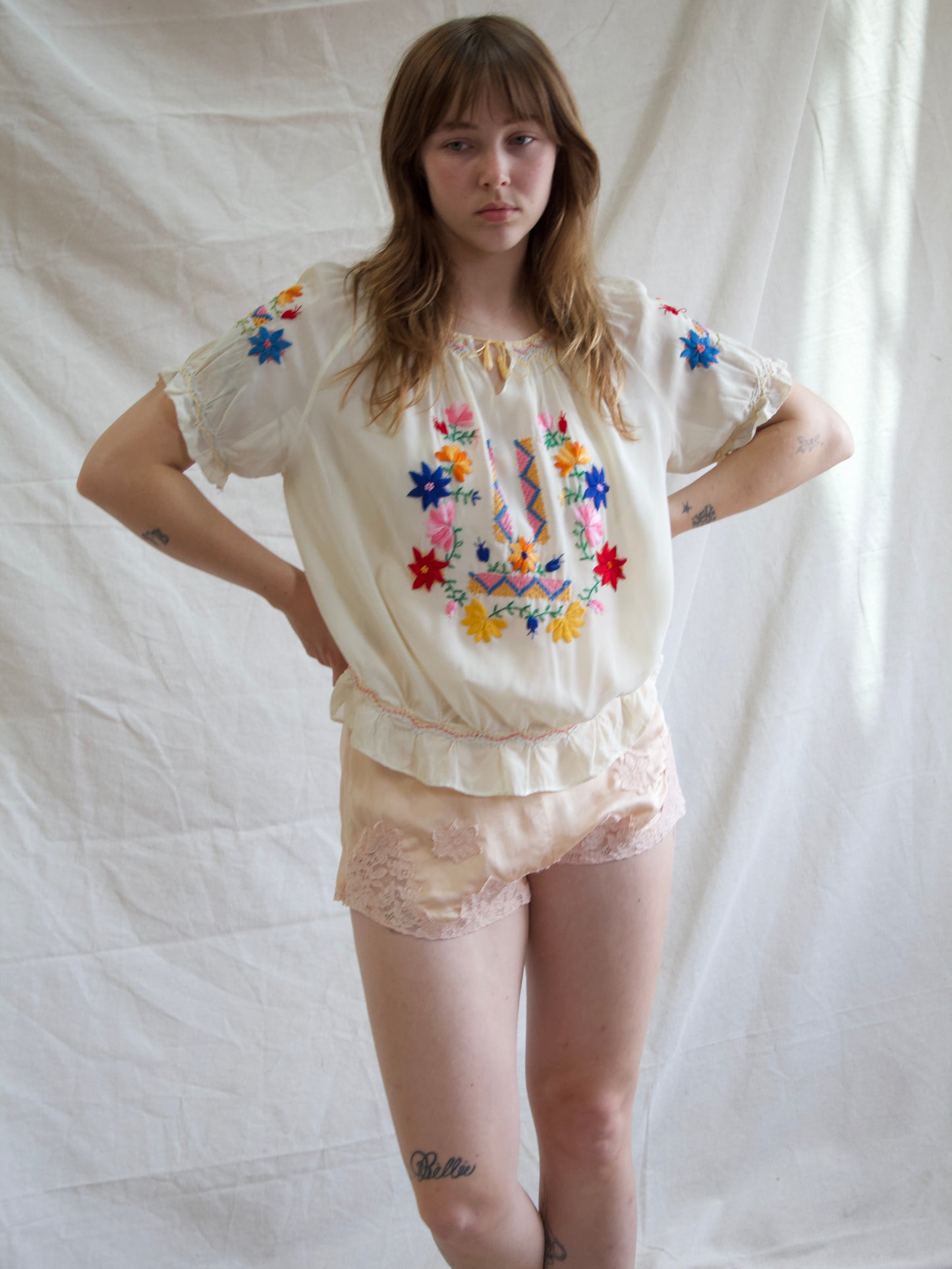 1930s Silk & Lace Side Button Tap Shorts