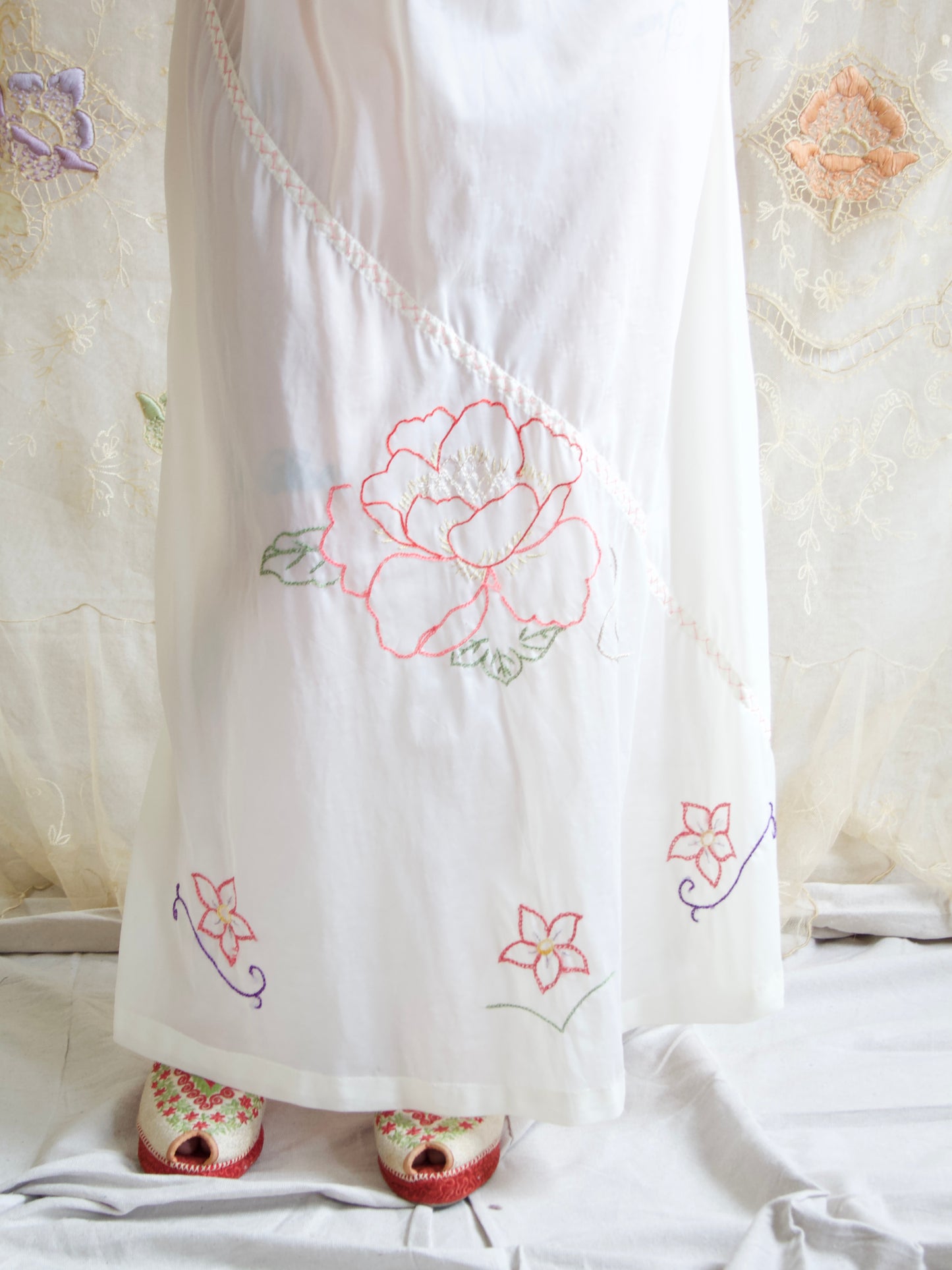 WW2 Hand Embroidered Puff Sleeve Parachute Dress