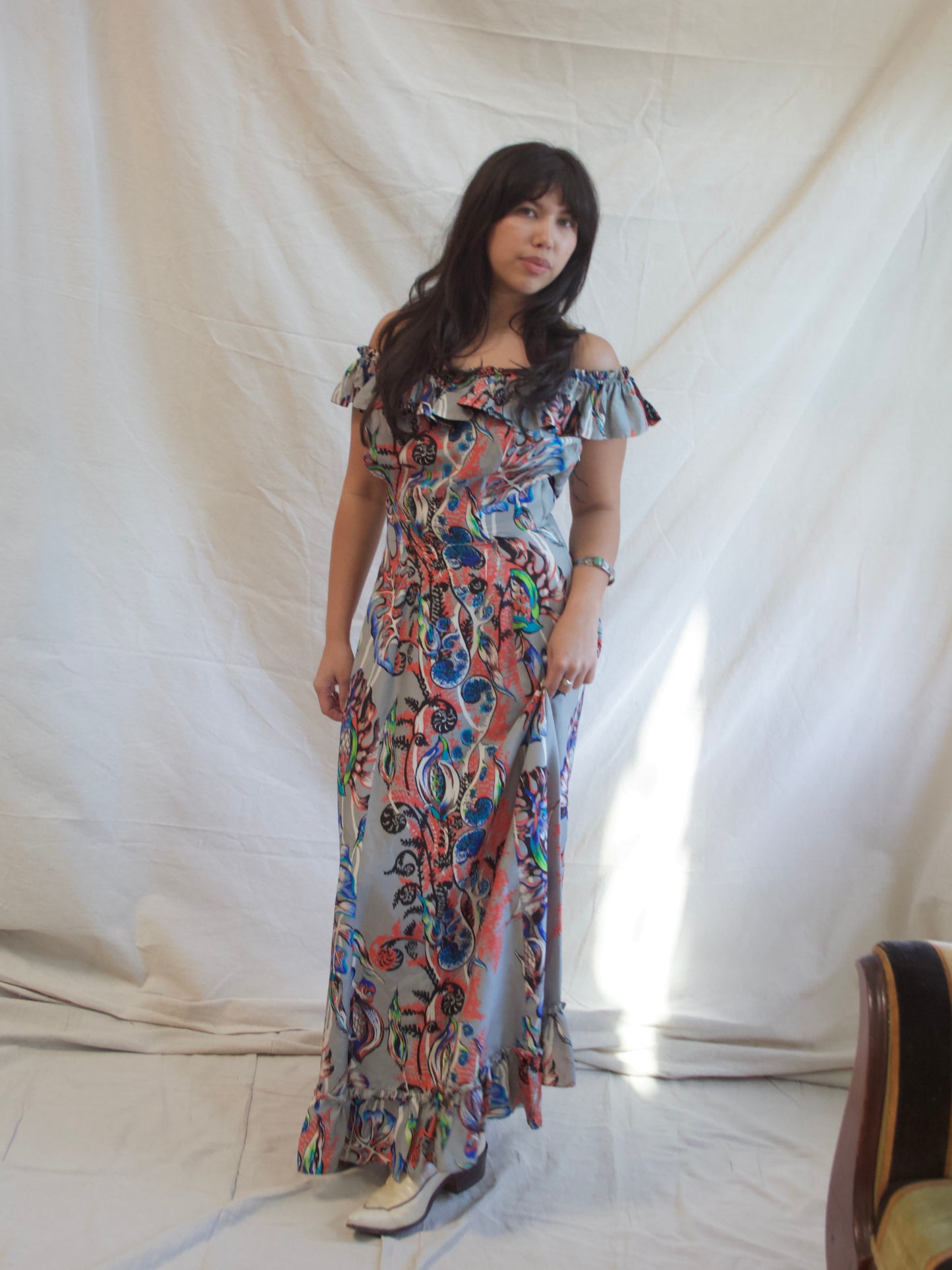 1940s Hawaiian Silk Holo Muu Dress