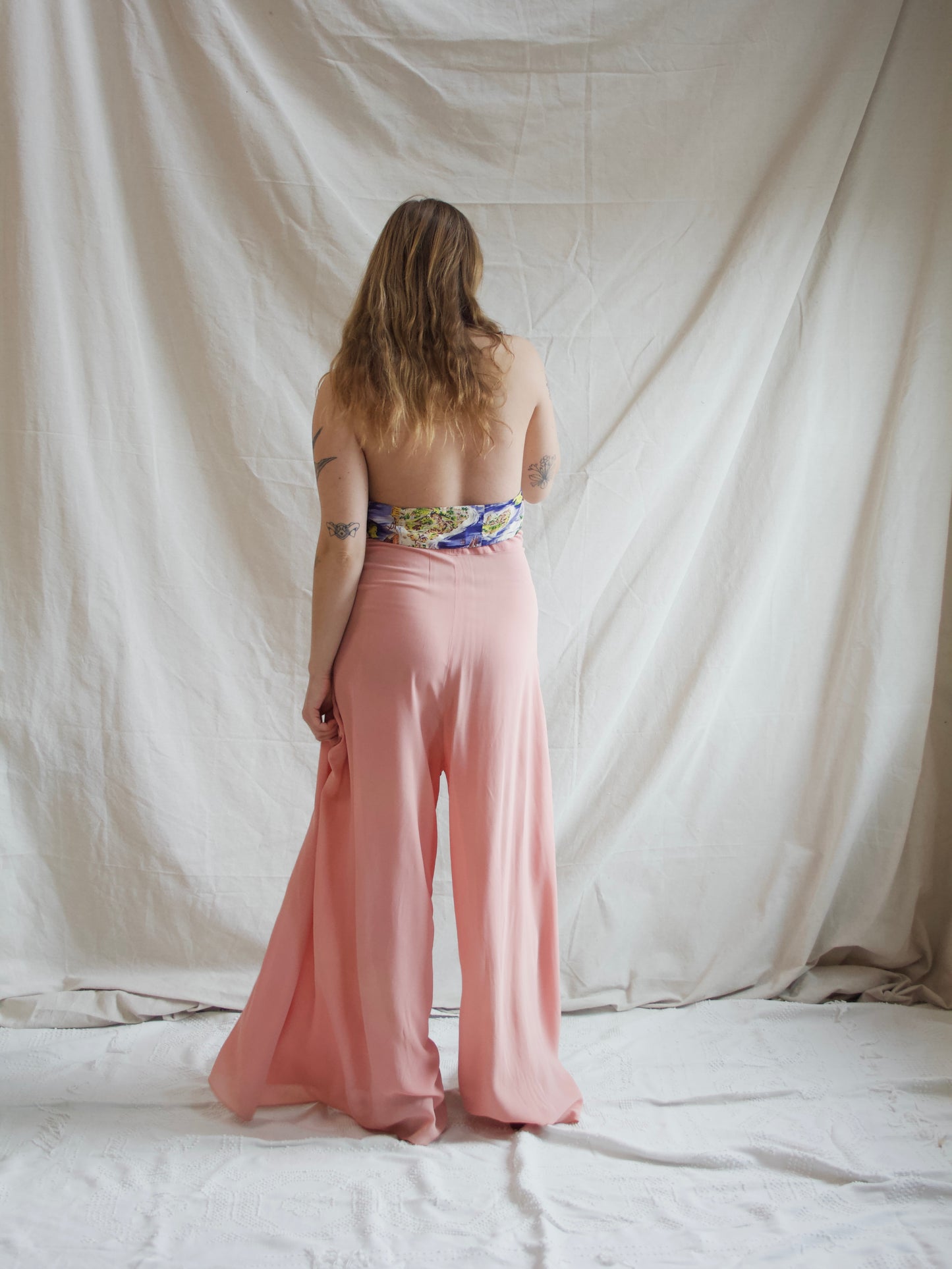 1940s Dusty Crepe Blend Palazzo Pants