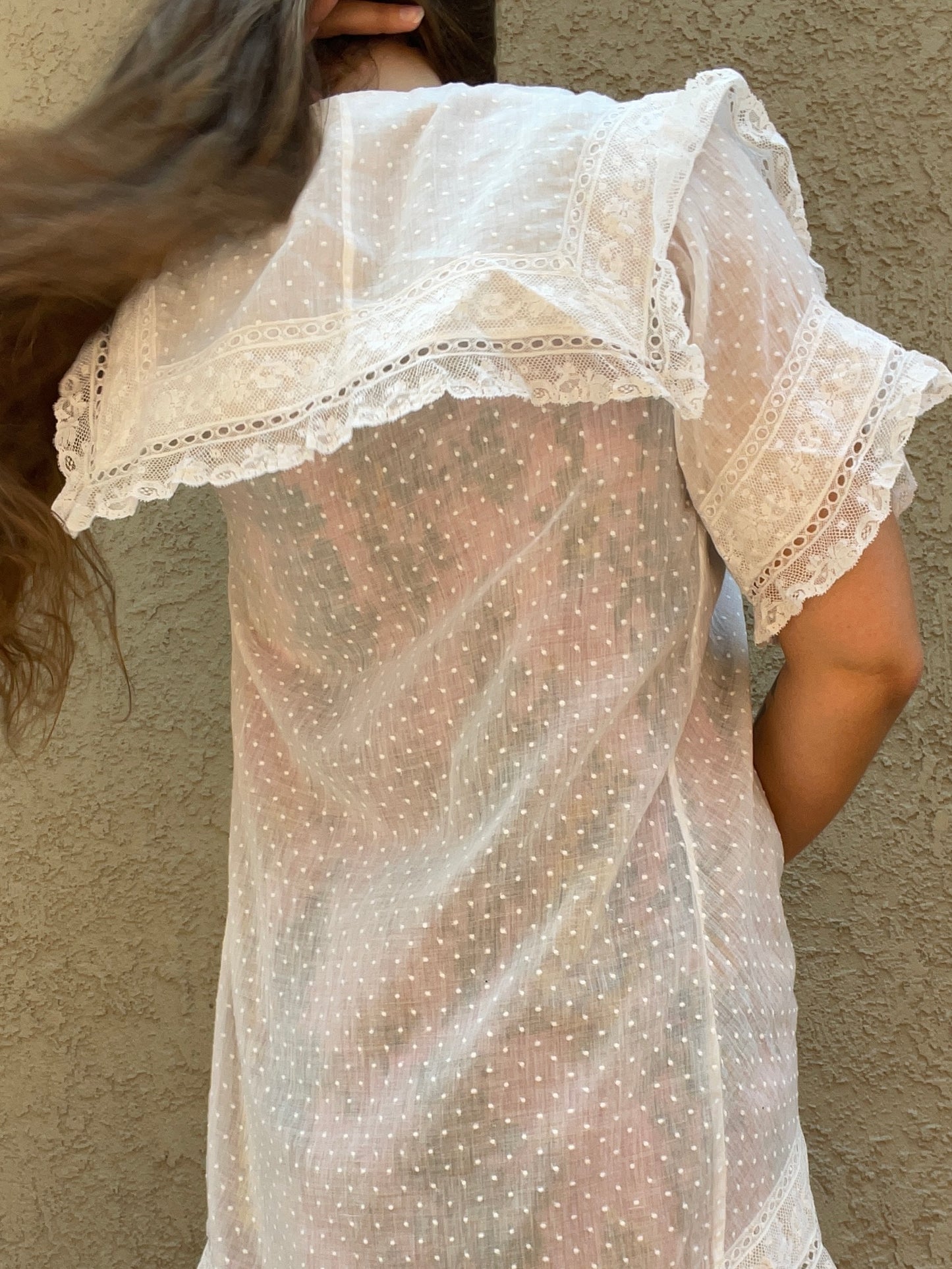 Antique Edwardian Swiss Dot Valenciennes Lace Wrap Summer Jacket