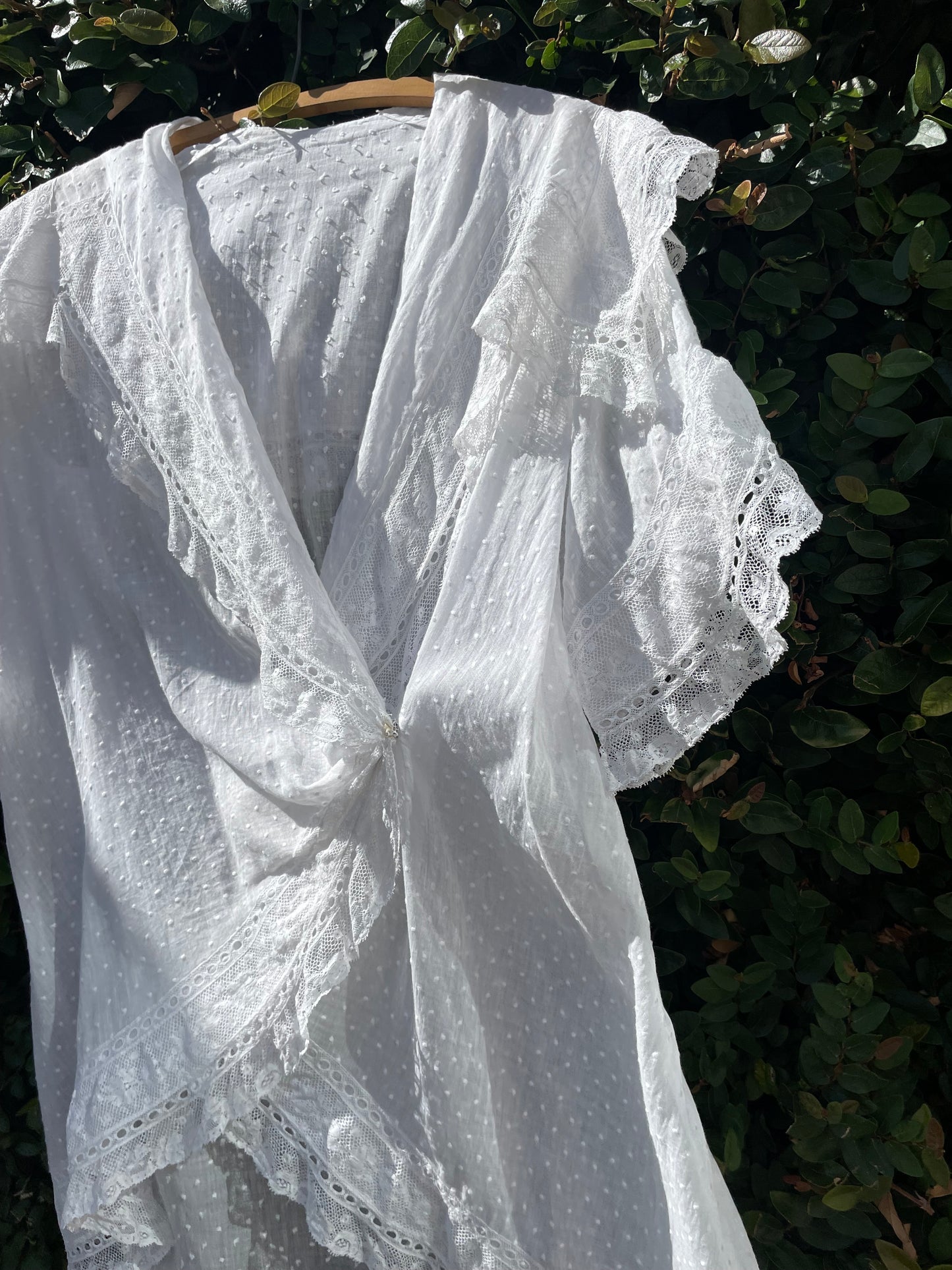 Antique Edwardian Swiss Dot Valenciennes Lace Wrap Summer Jacket