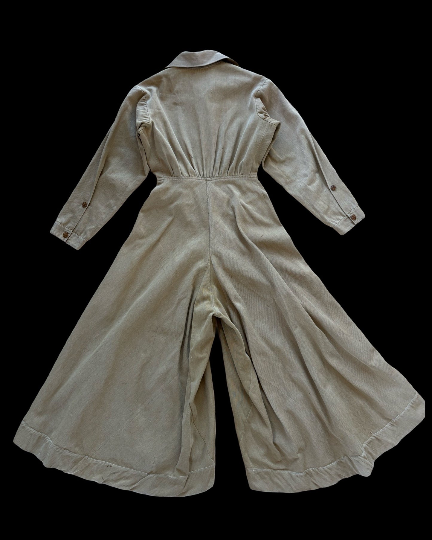 * Flash Sale * RARE 1910s Khaki Womens Riding Habit Divideded Skirt / Sportswear Jumpsuit