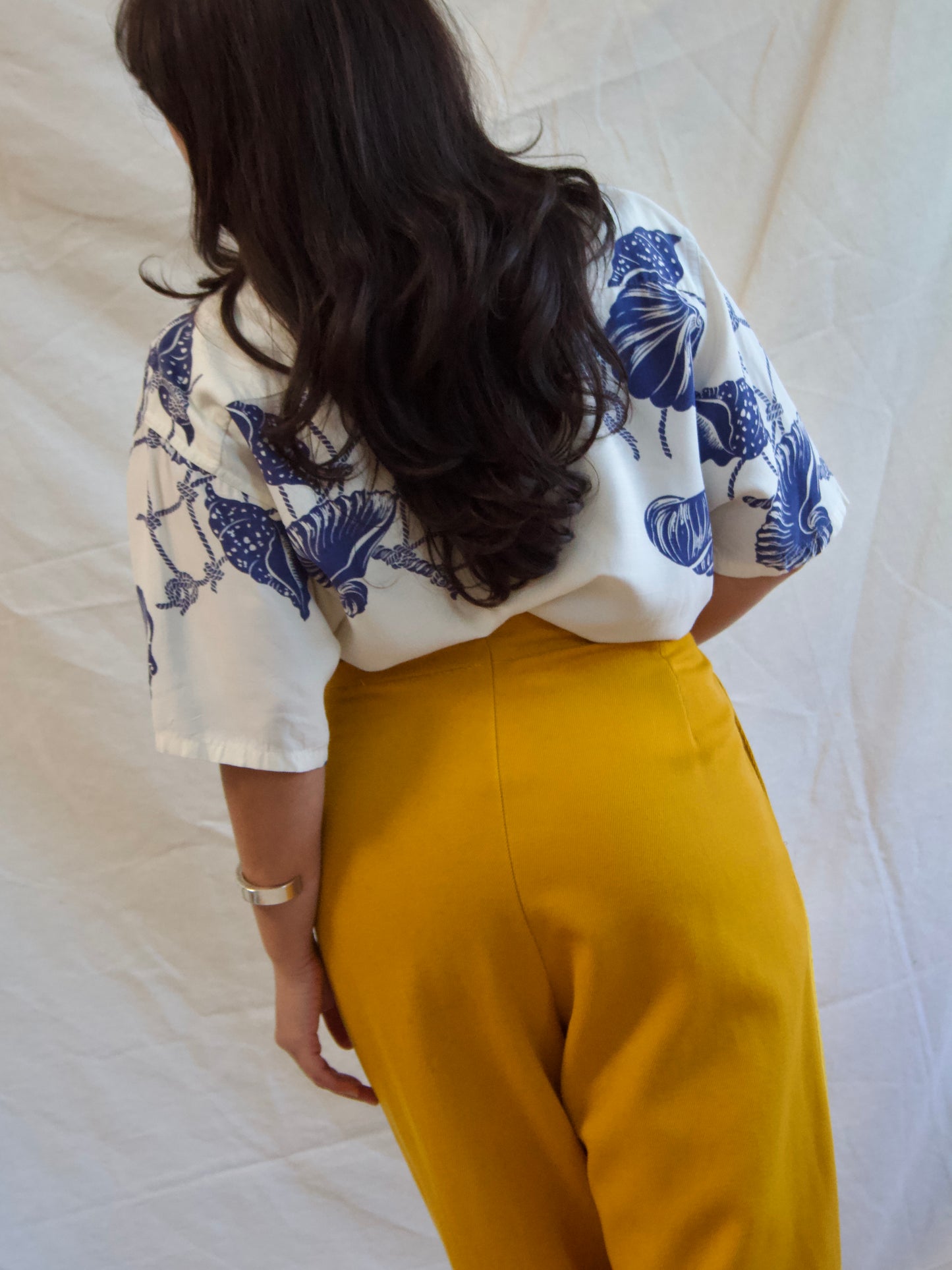 1940s Two Tone Flares High Rise Athletic Wool Trousers