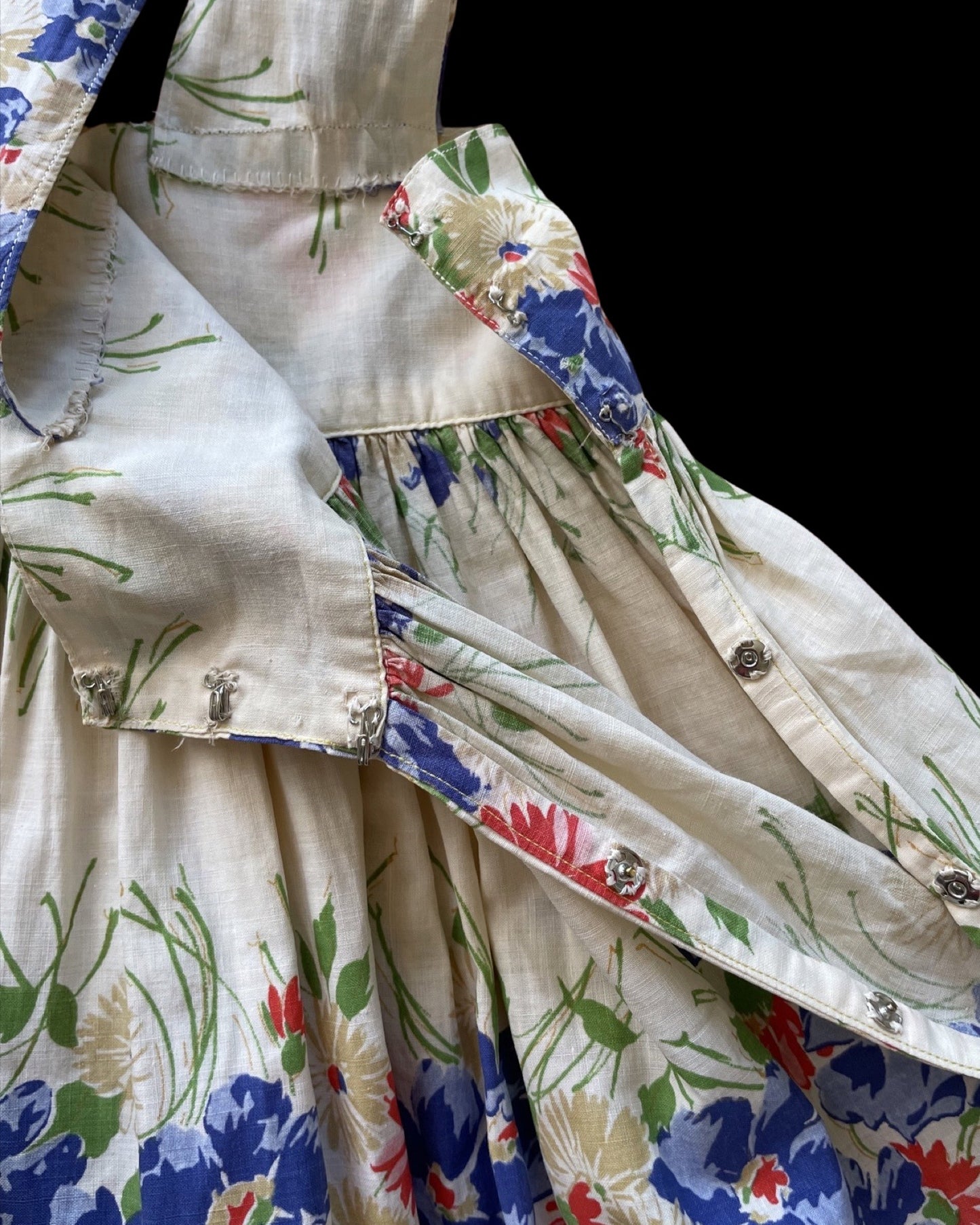 1930s/1940s Floral Cotton Pinafore Dress