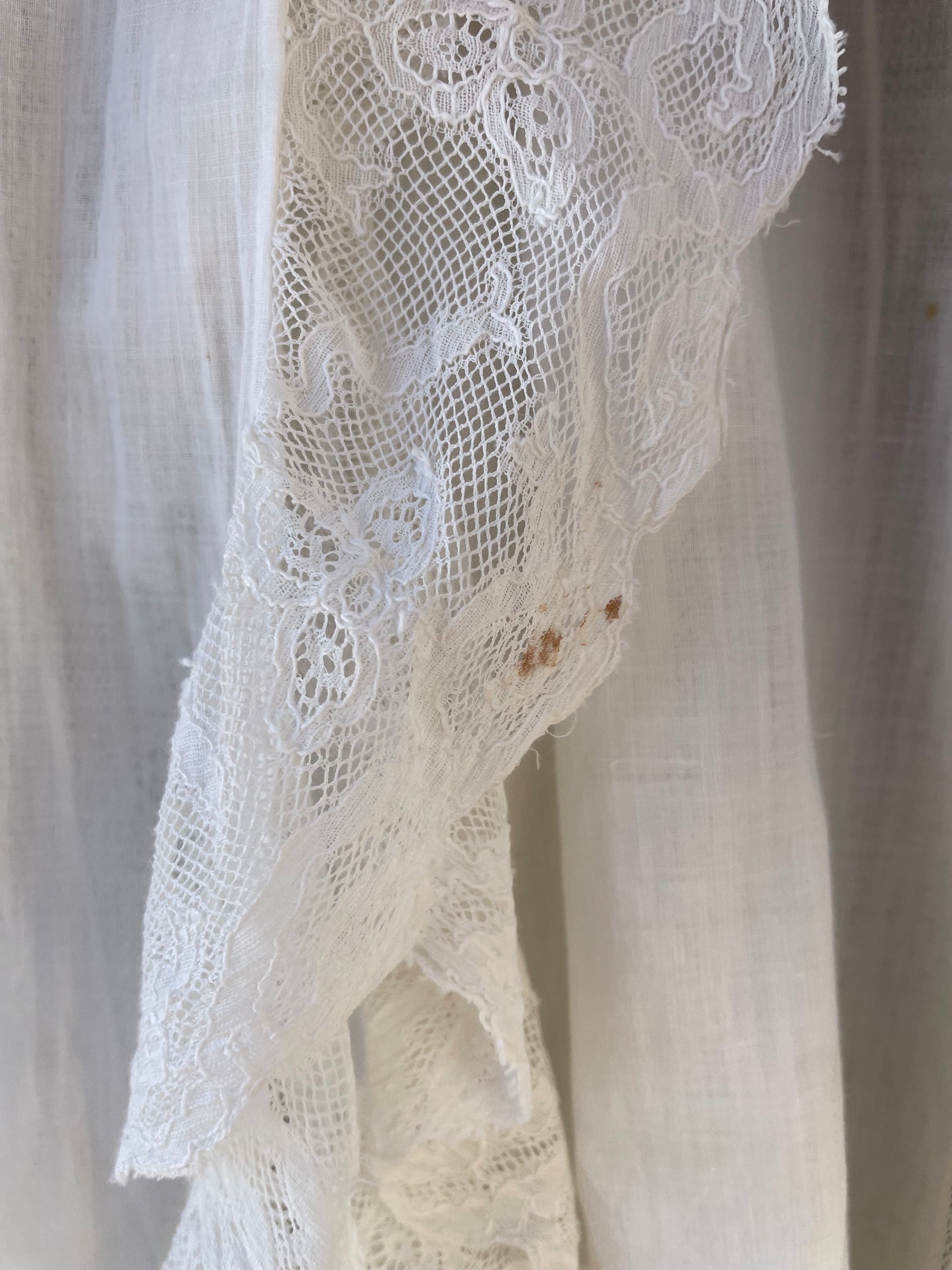 Rare Turn Of The Century Insertion Lace Ruffle Capelet Trousseau Peignoir