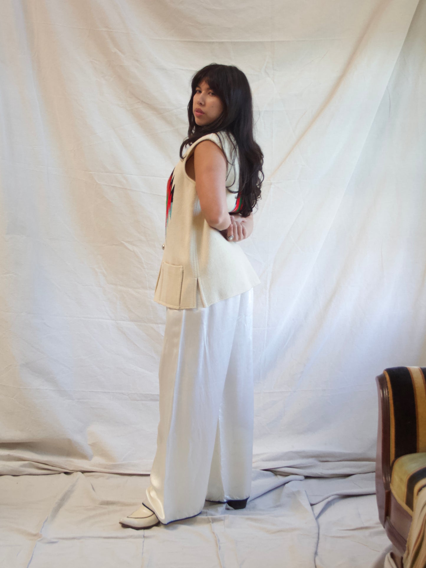 Vintage 'Millers' 1950s/60s Cream Chimayo Wool Vest