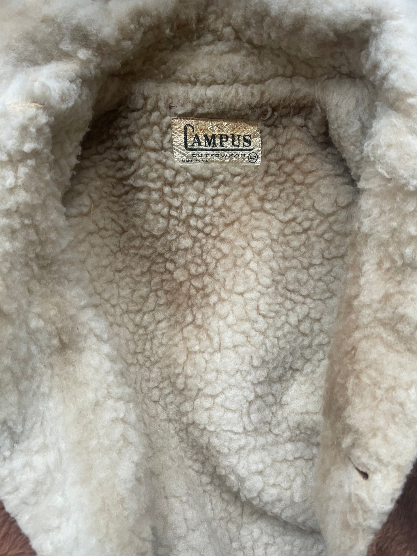 Rare 1960s Plush Faux Cow Print Sherpa Lined Campus Outerwear Jacket