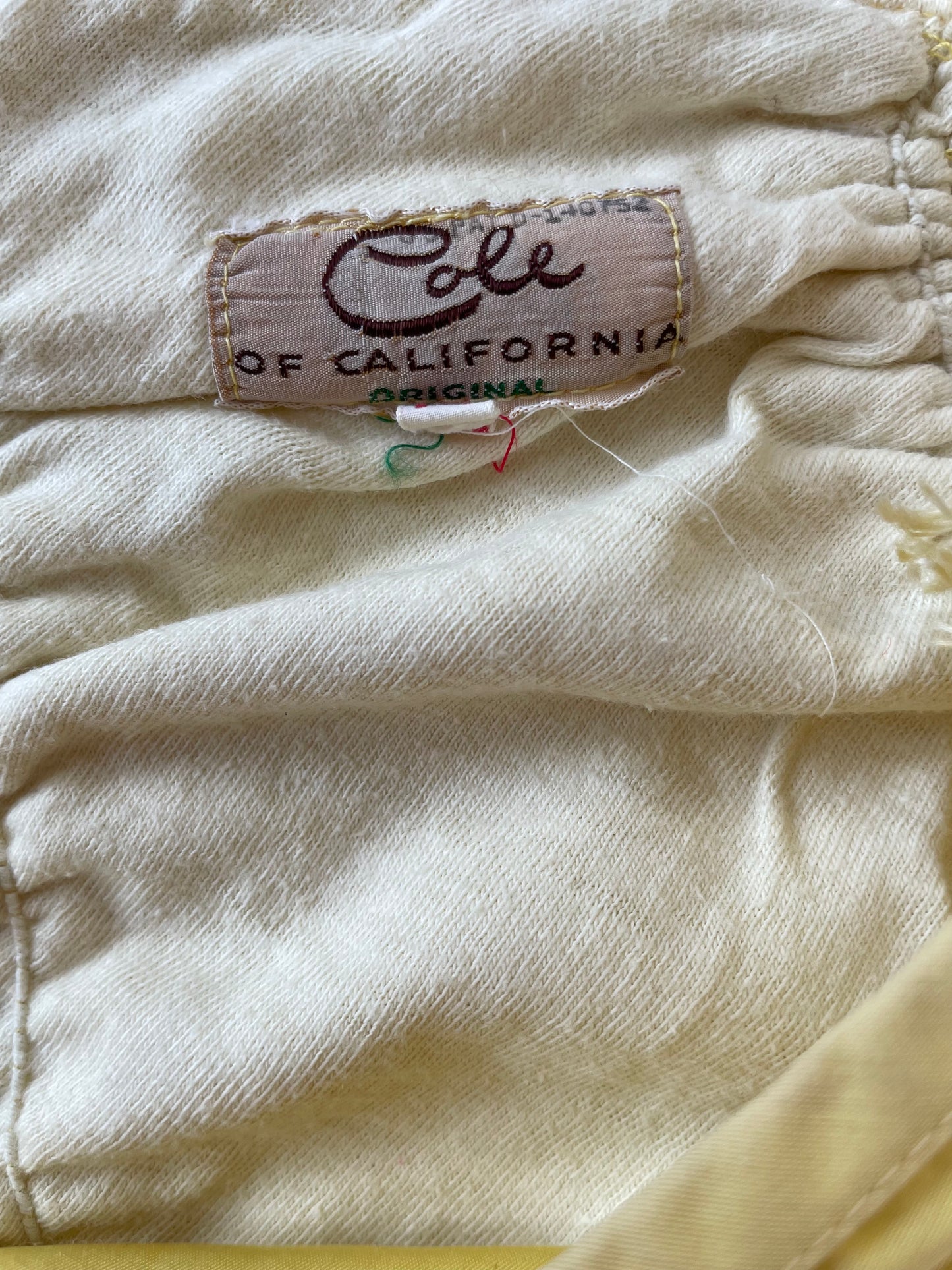 Rare Golden Chartreuse 1940s Cole of California Swoon-glo Lace Up Swim Shorts