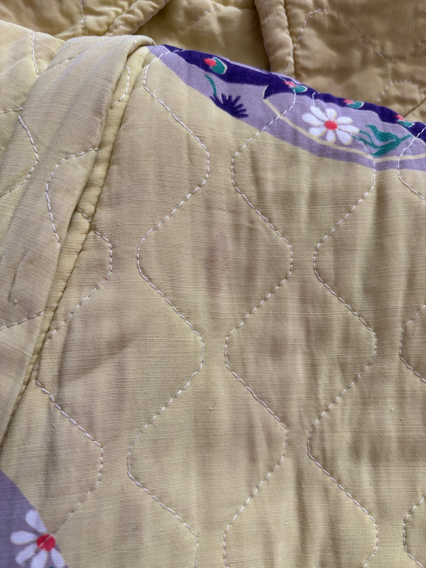 1940s Quilted Novelty Print Palazzo Pant Zip Front Jumpsuit