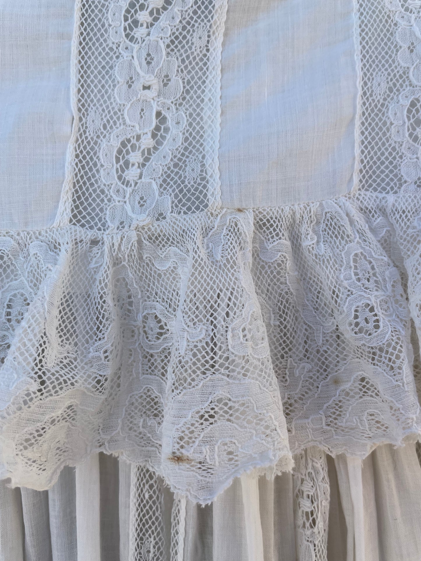 Rare Turn Of The Century Insertion Lace Ruffle Capelet Trousseau Peignoir