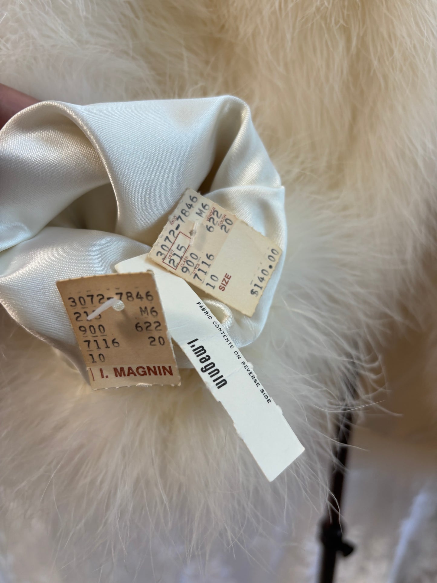 1970s 'I.Magnin' DEADSTOCK Marabou Feather Jacket