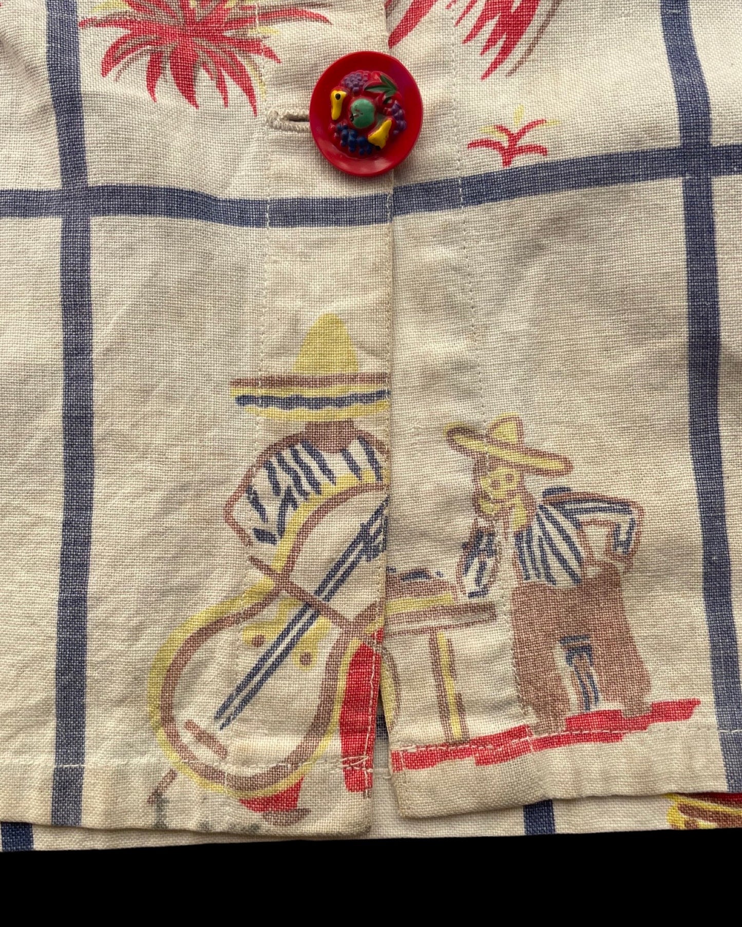 1940s Mexicana Novelty Print Chore Coat