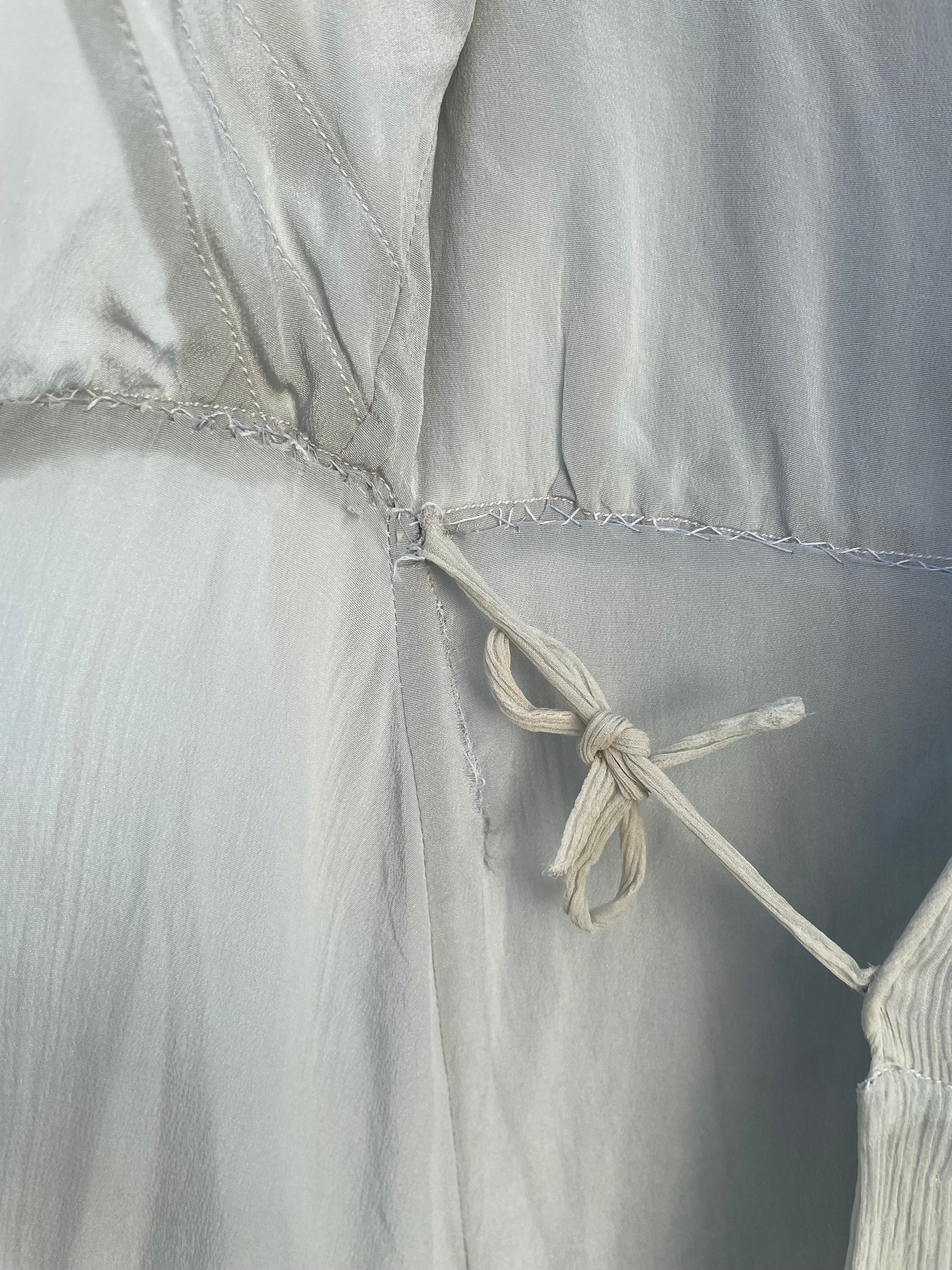 1930s 'Bonwit Teller' Seafoam Crepe Chiffon Capelet Ruffled Peignoir