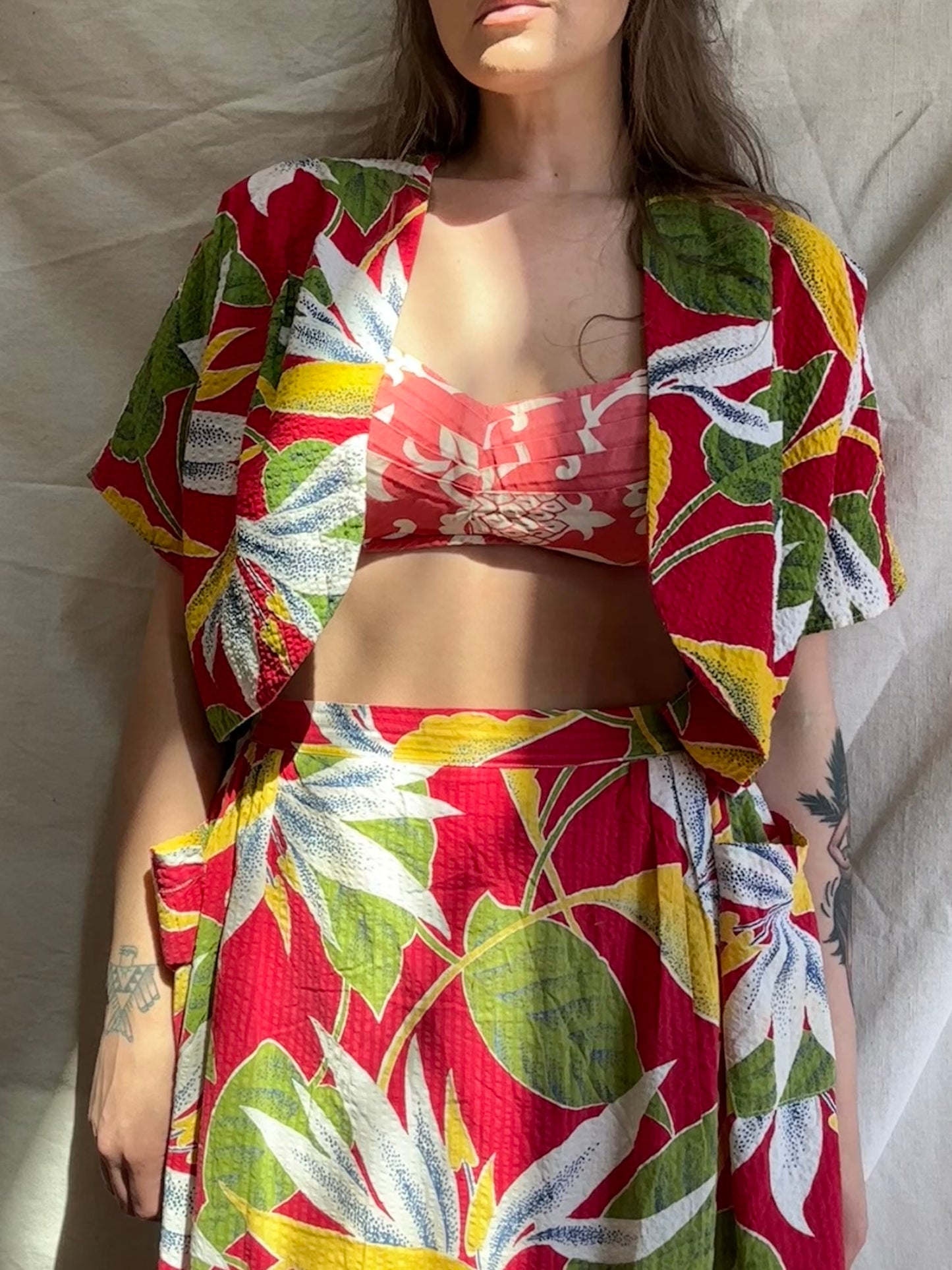 1940s Hawaiian Seersucker Three Piece Set