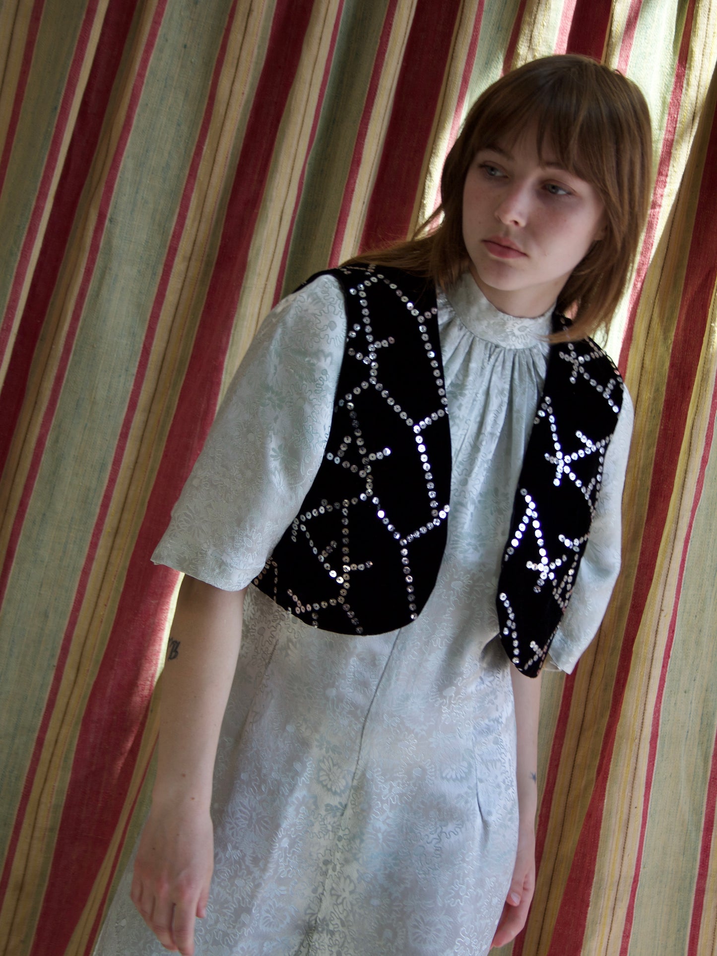 1950s Deadstock Sequin Velveteen Bolero Vest