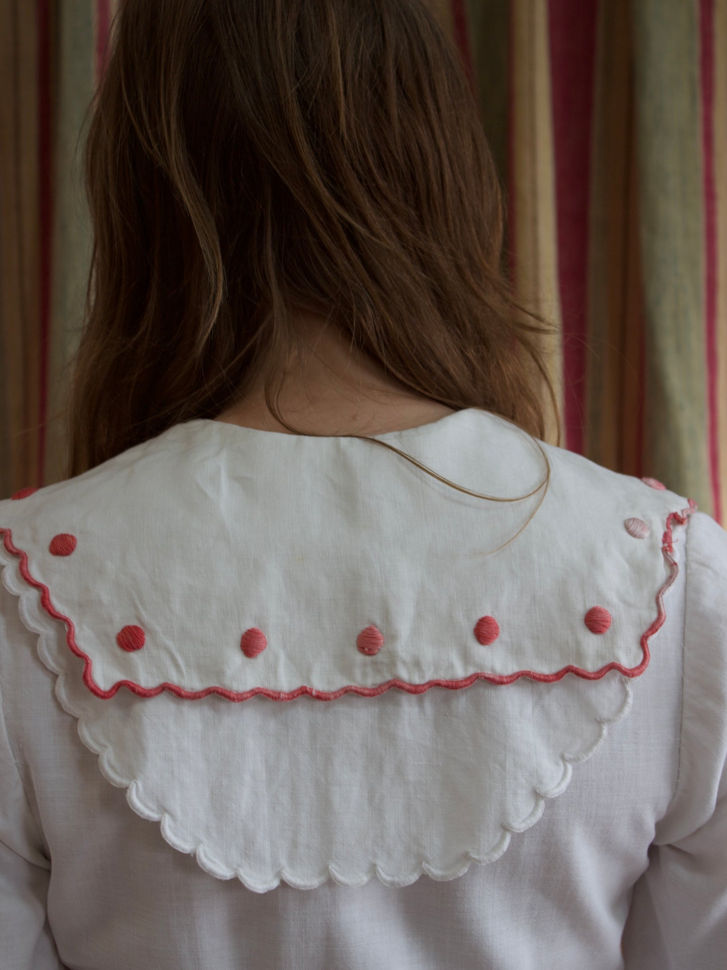 Edwardian Scalloped Hem Ivory Linen Sportswear Summer Dress