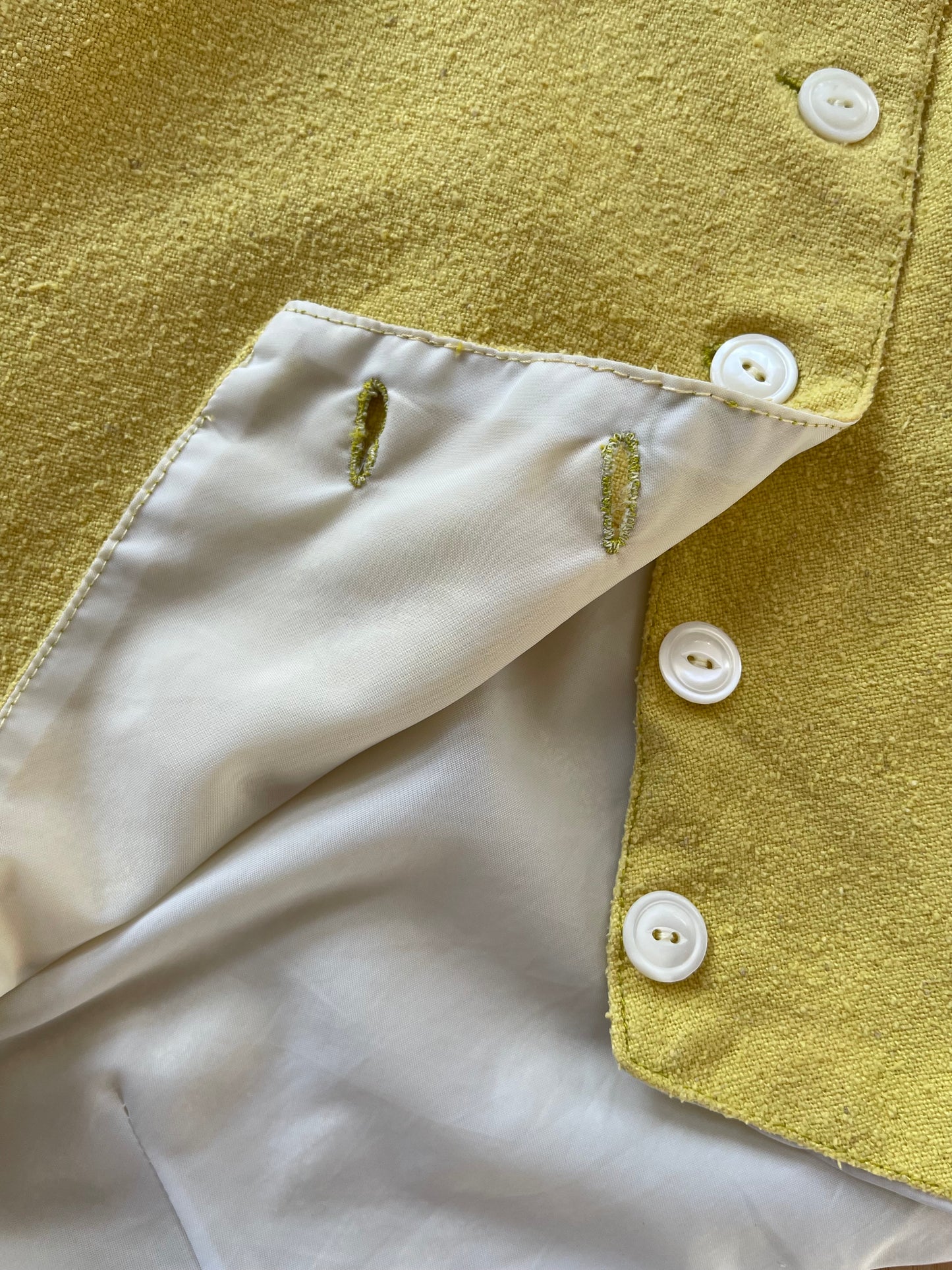 1930s Lemon Chartreuse Nubby Knit Double Side Button Hot Pants