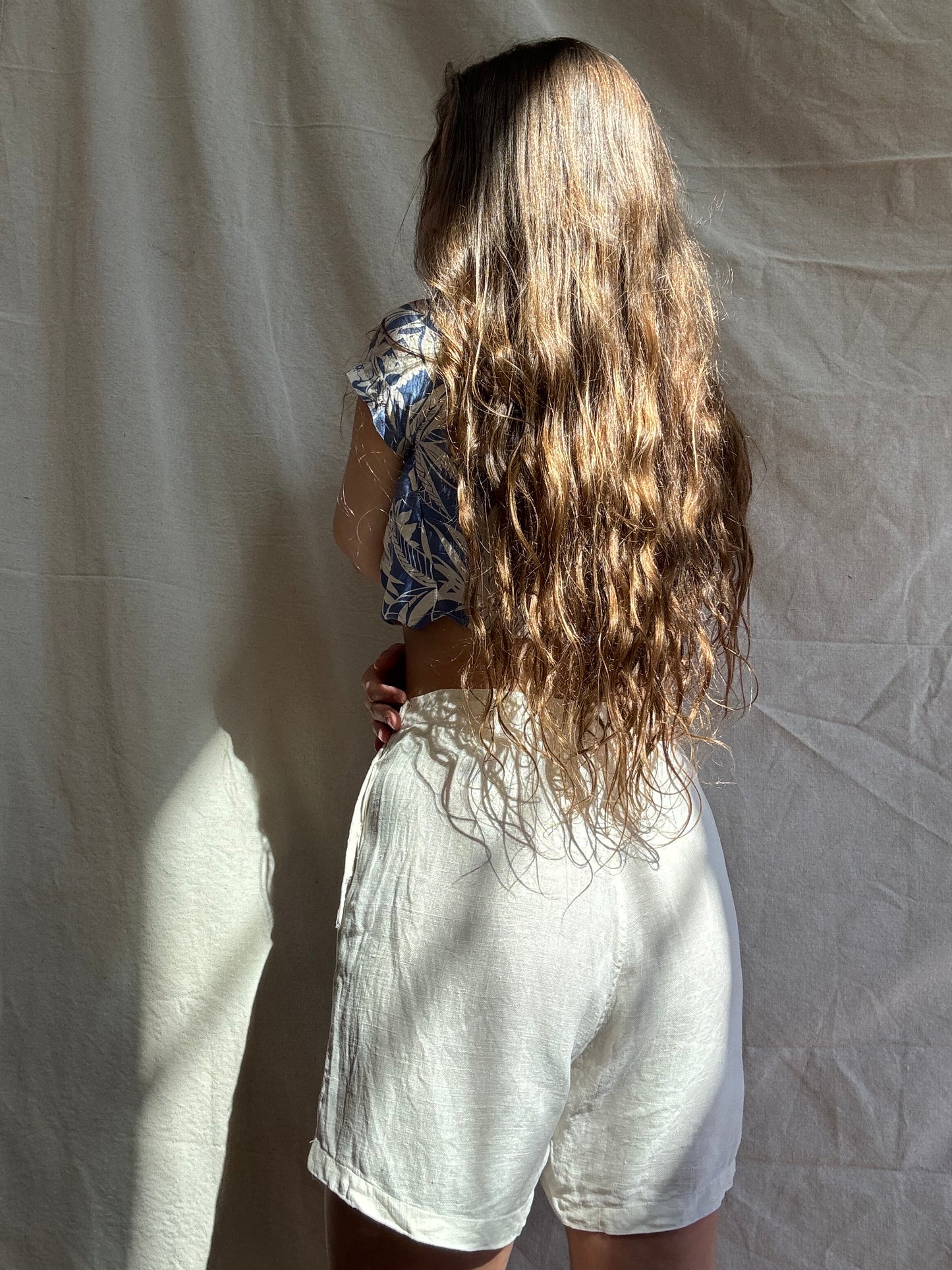 1930s Fall Front Double Side Button Linen Shorts