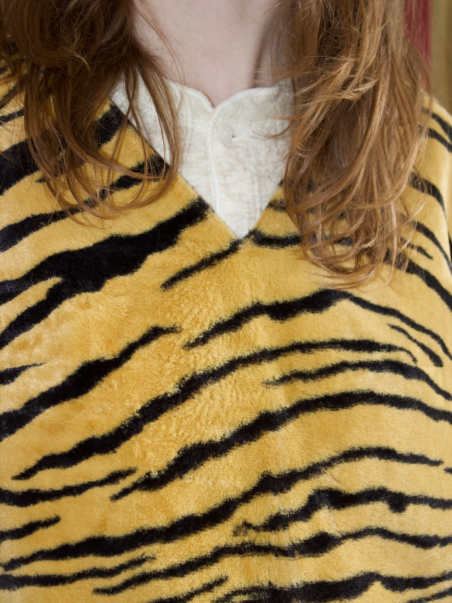 1950s Deadstock Tiger Print Faux Fur Vest