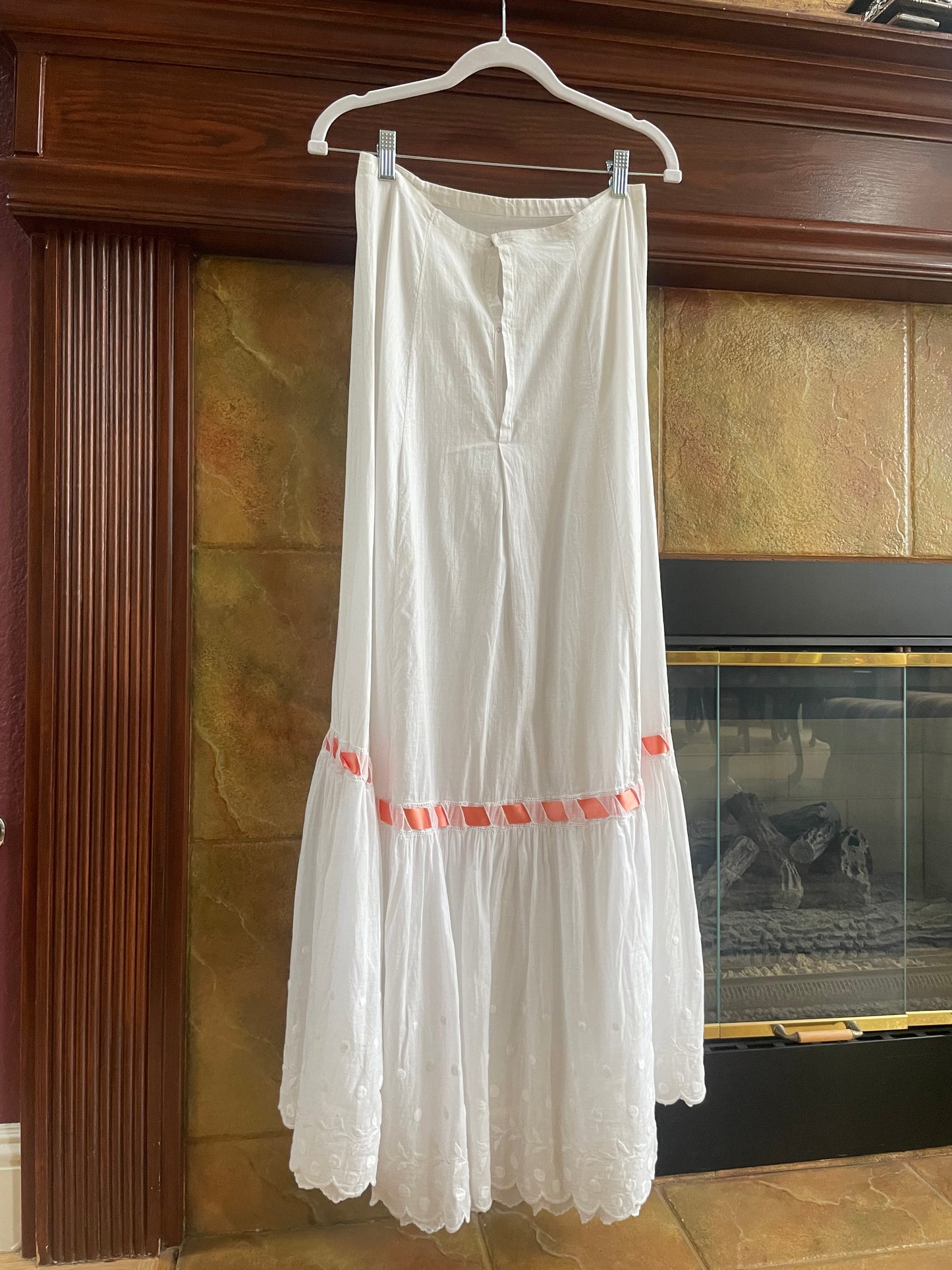 Edwardian Embroidered Cotton Woven Ribbon Skirt