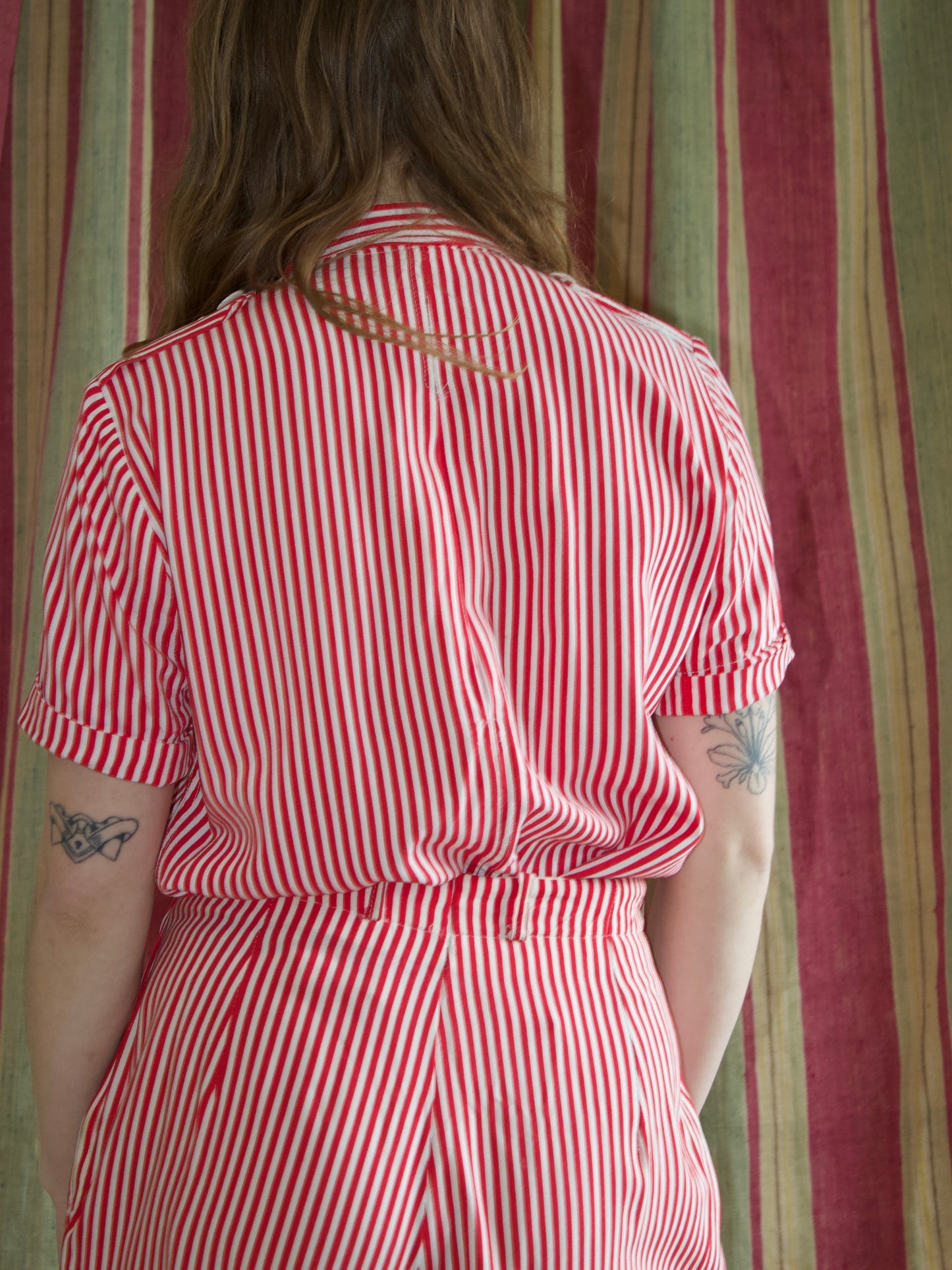 1940s 'Algots' Candy Striped Gabardine Two Pice Playsuit