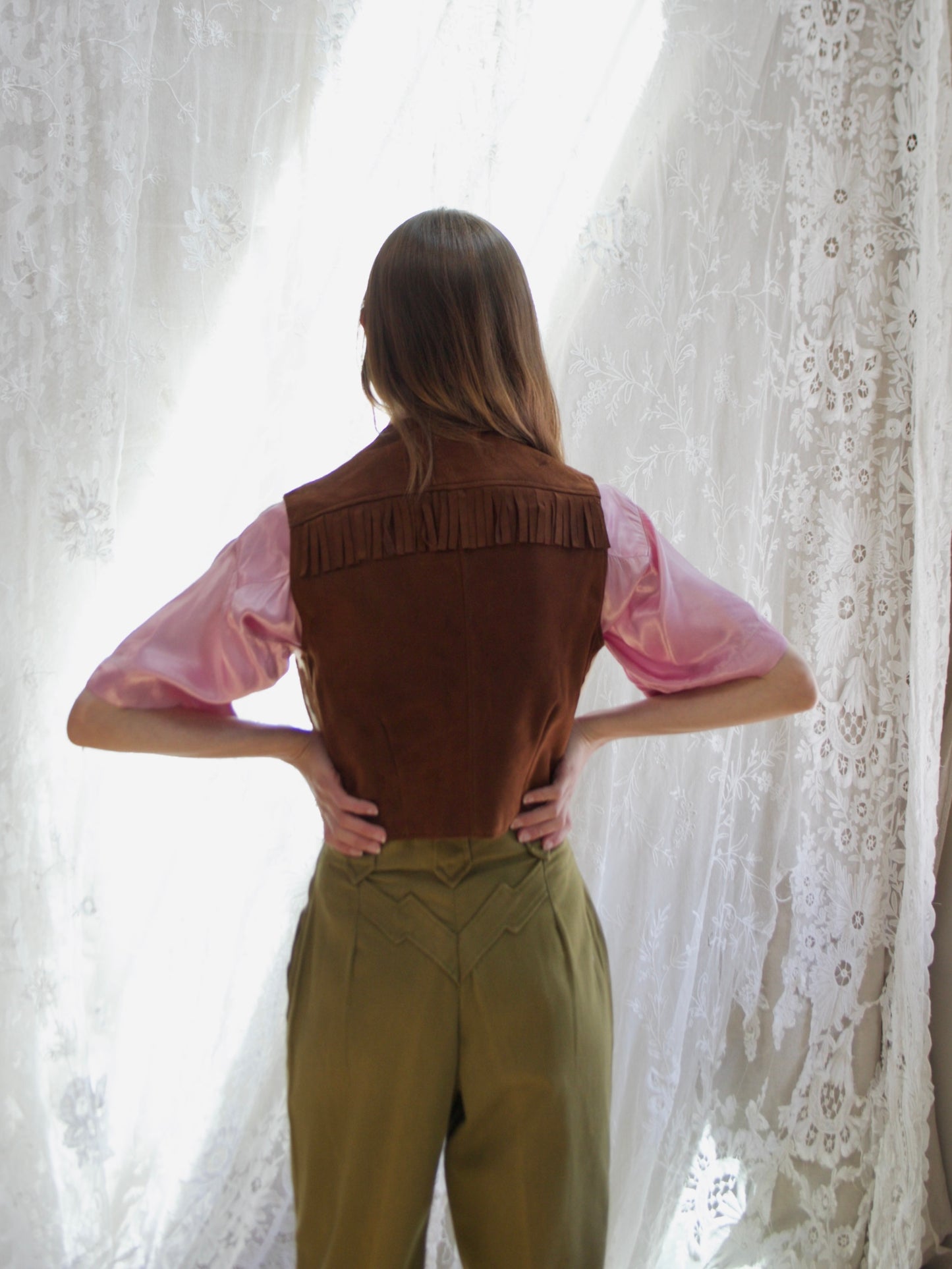1950s Pony Hair Suede Fringe Western Vest