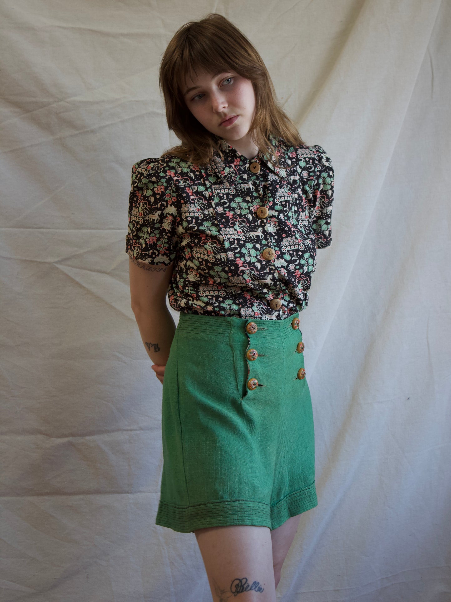Rare Late 1930s Lanz 3 In One Fall Front Suspender Shortall Set