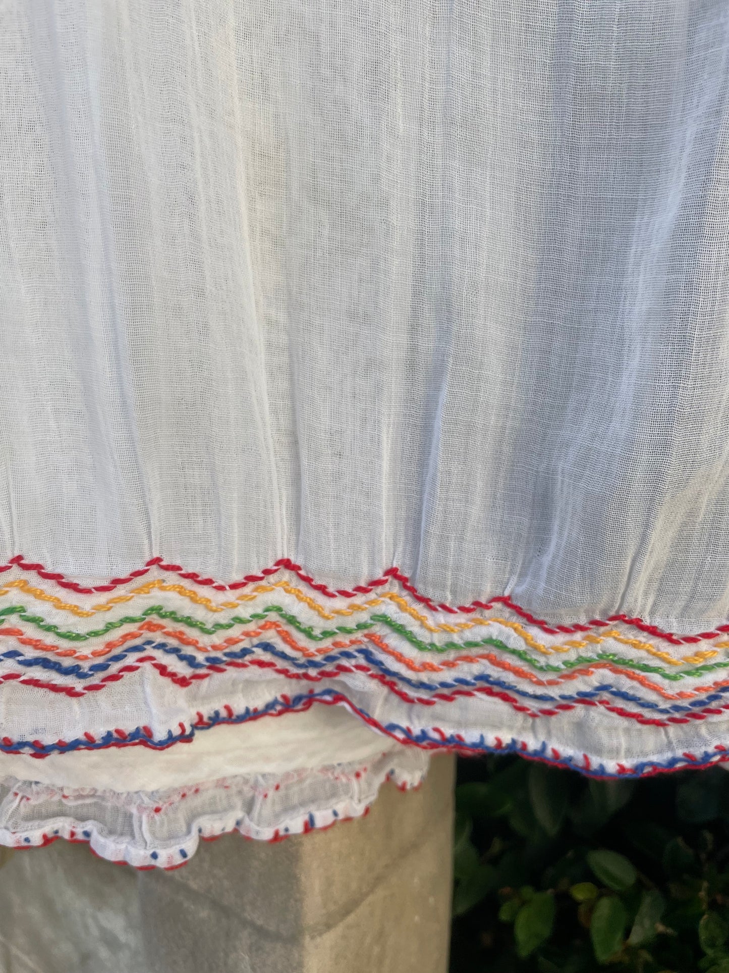 1930s Hand Embroidered Yugoslavian Fine Cotton Peasant Blouse