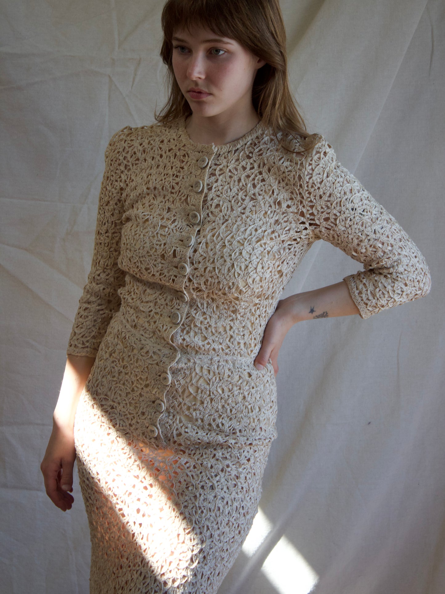 1940s Ribbon Knit Wiggle Dress