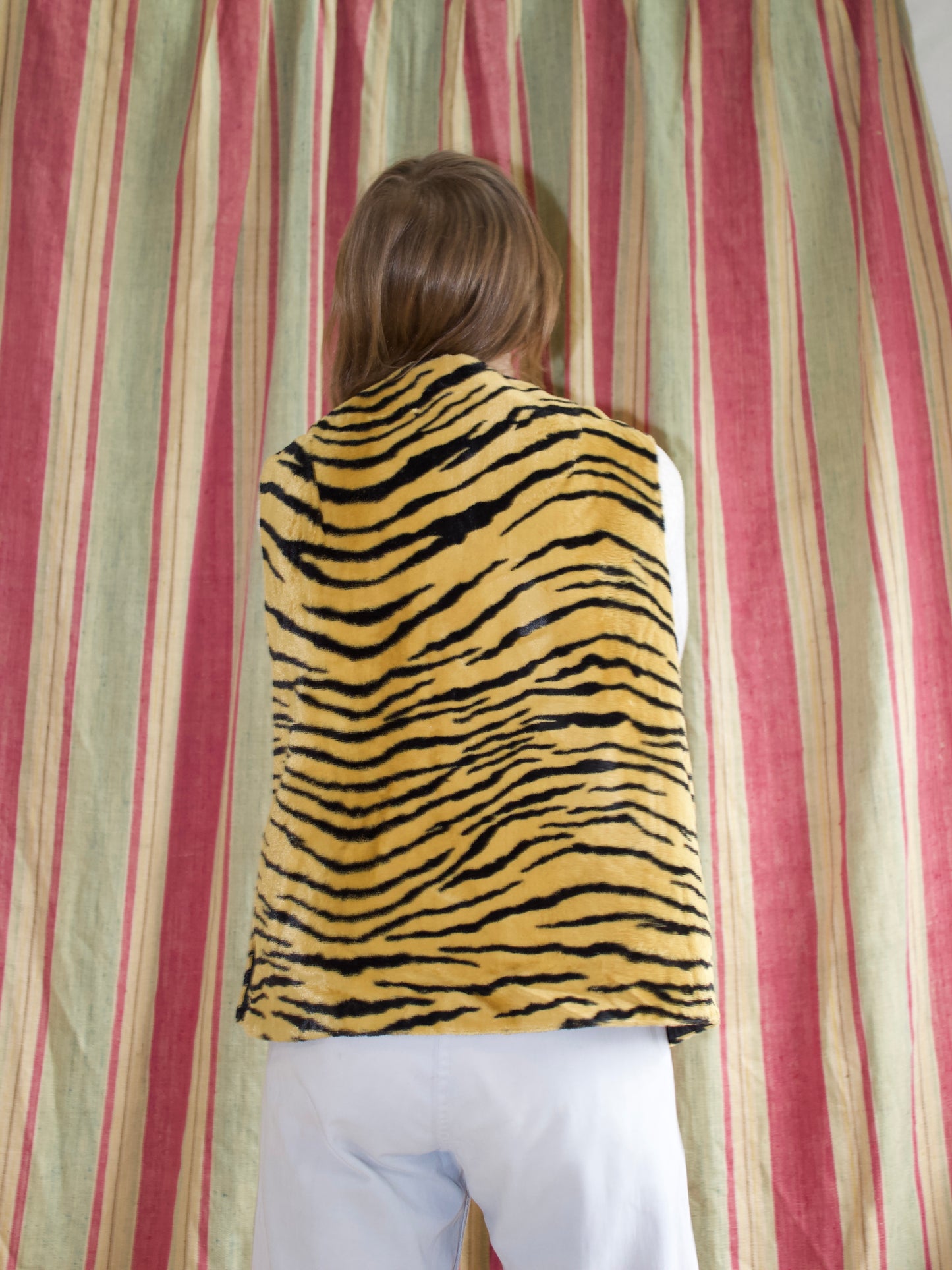 1950s Deadstock Tiger Print Faux Fur Vest