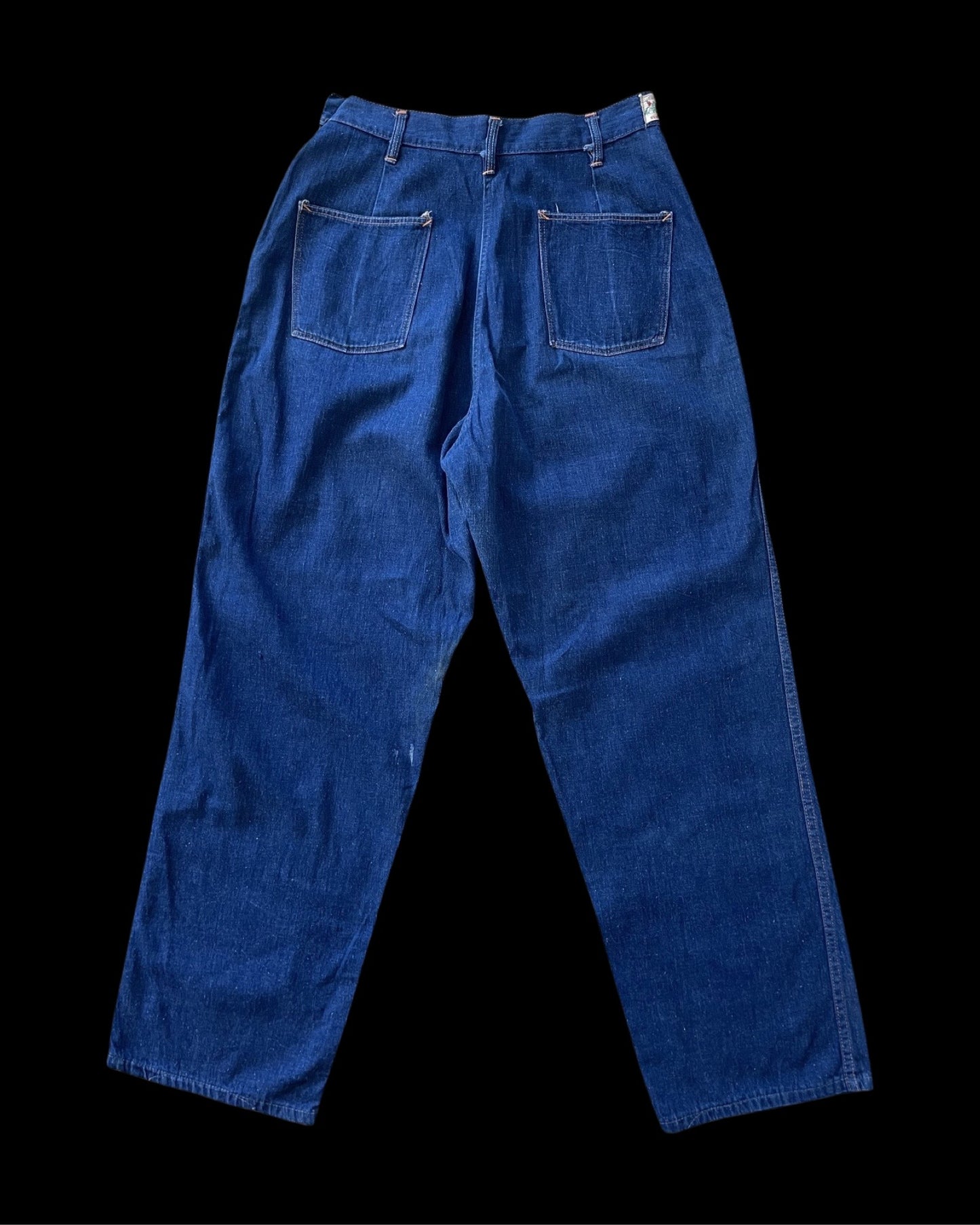 1950s Riveted ‘Kitty Carson' Double Snap Side Zip Dark Denim