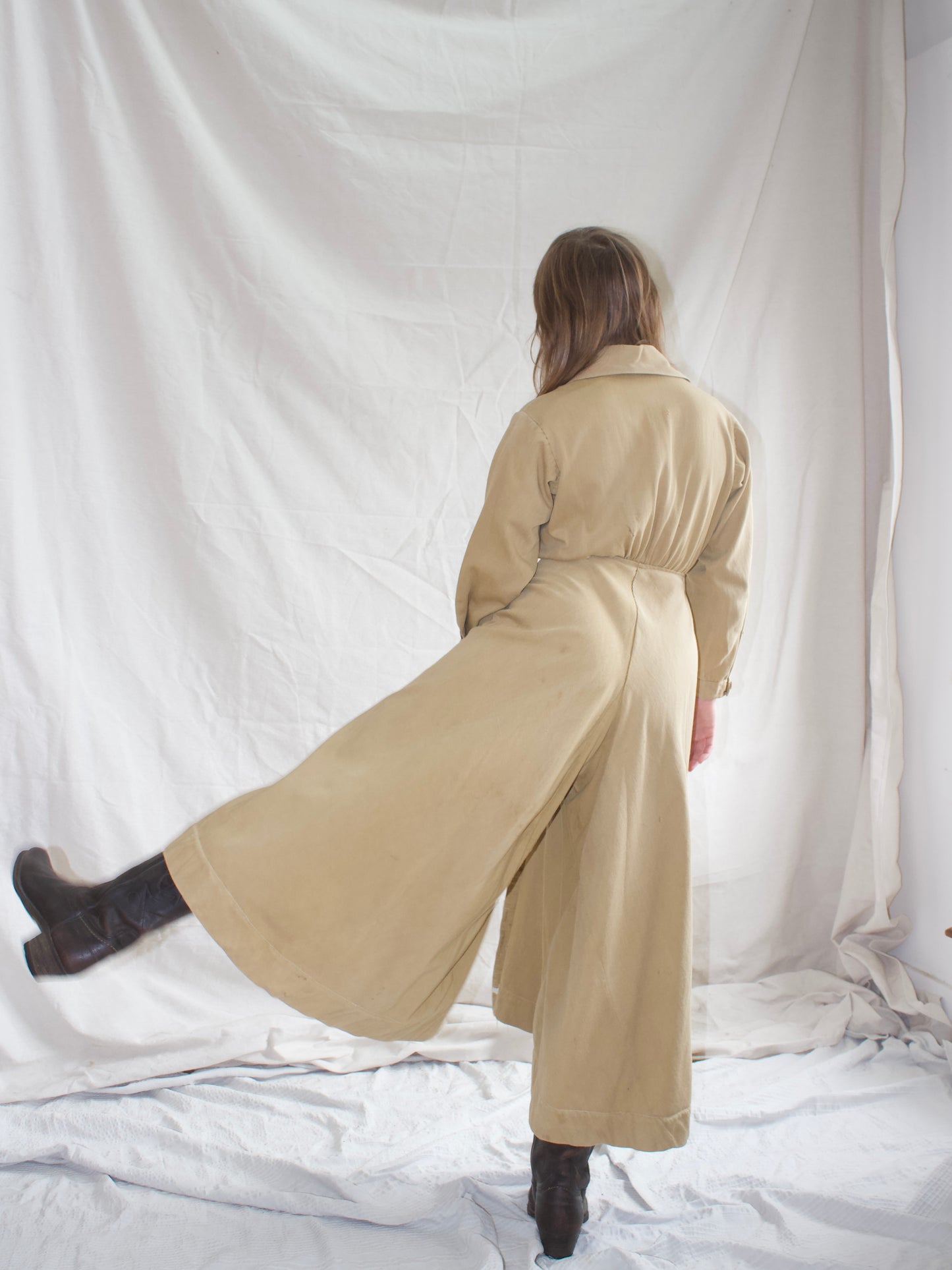 * Flash Sale * RARE 1910s Khaki Womens Riding Habit Divideded Skirt / Sportswear Jumpsuit