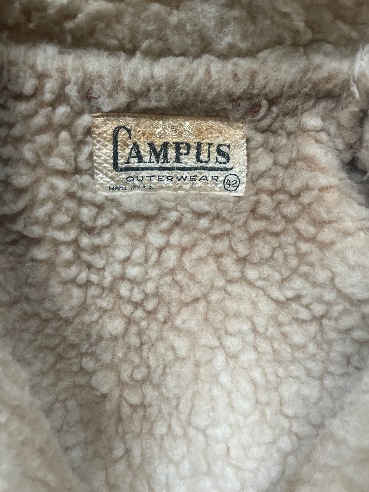 Rare 1960s Plush Faux Cow Print Sherpa Lined Campus Outerwear Jacket