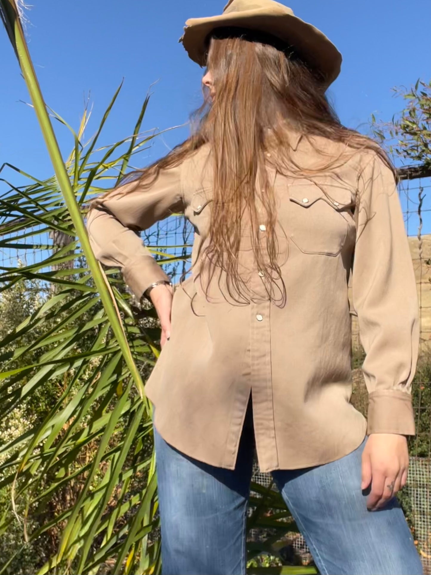 1940s/1950s California Ranchwerar Wool Gabardine Western Pearl Snap