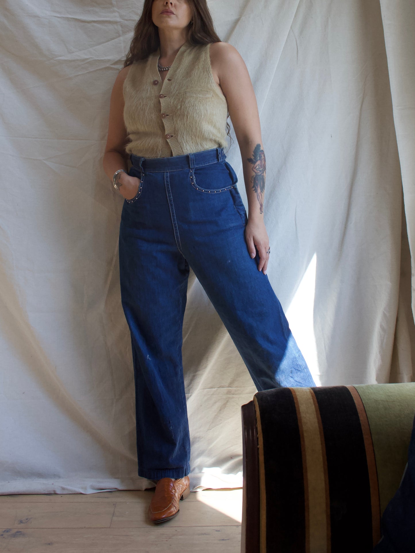 1930s Camel Mohair Button Front Sportswear Vest