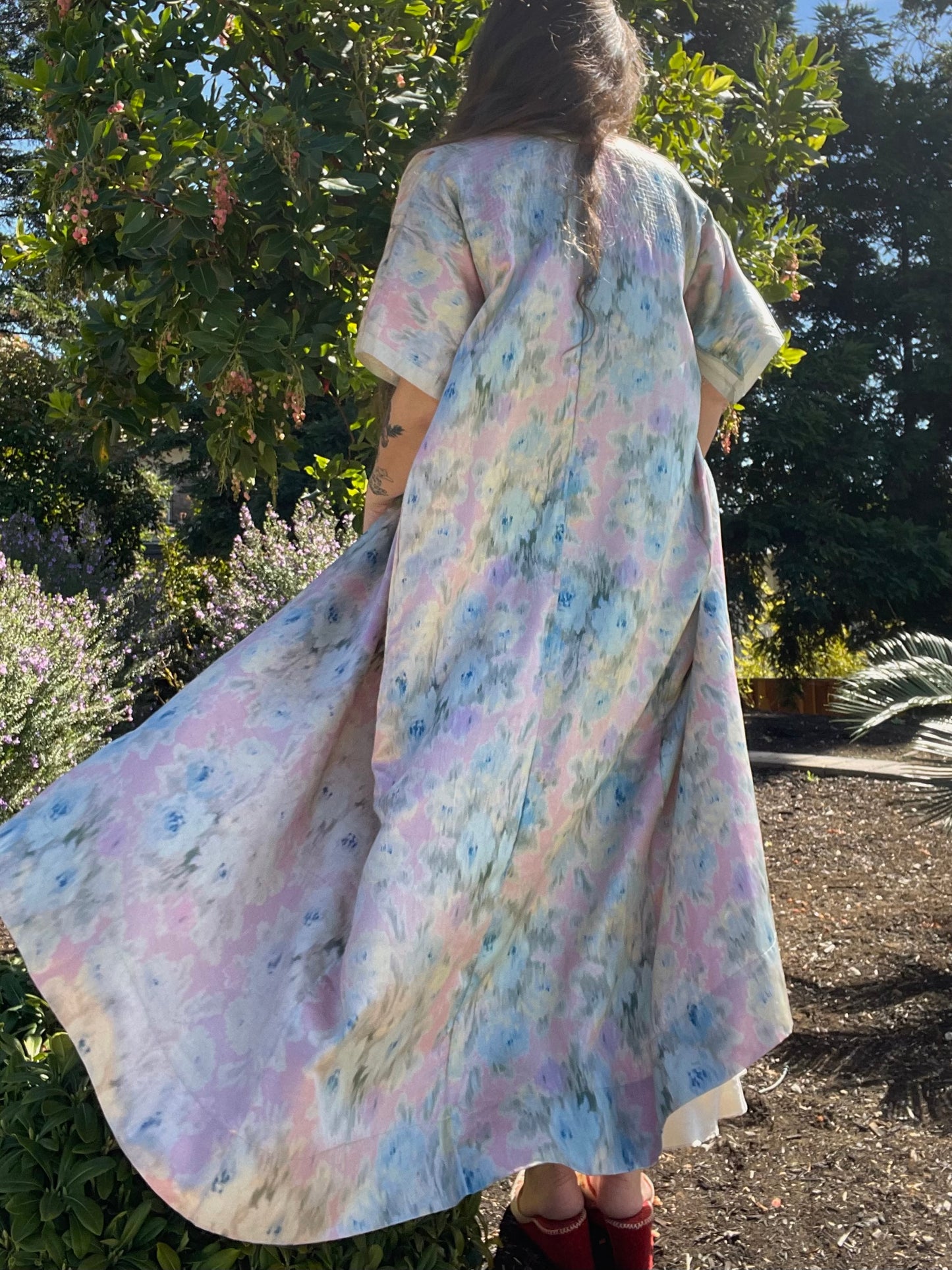 Edwardian Pastel Floral Silk Dressing Gown/ Robe