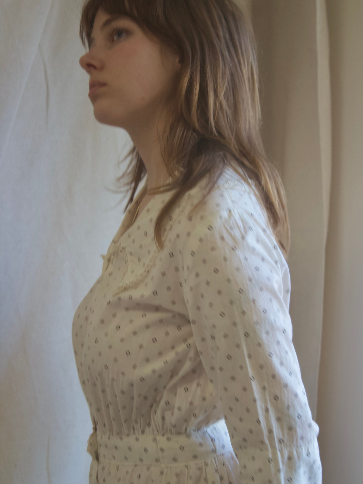 Antique Edwardian Calico Chore Workwear Dress