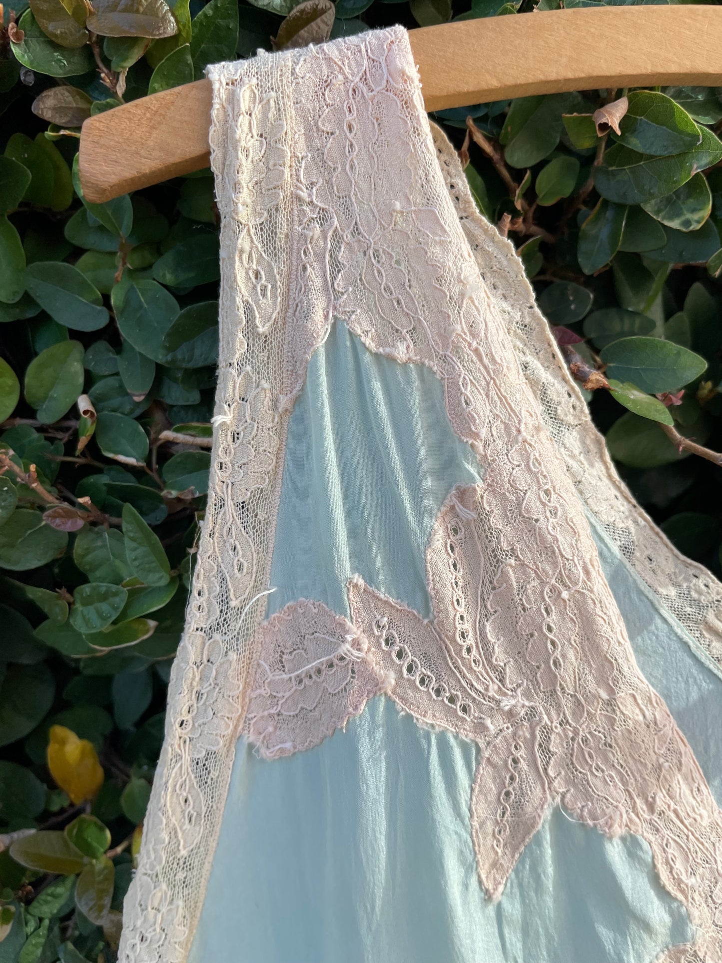 1930s Mint Silk Inset Lace Tie Waist Lounge Blouse
